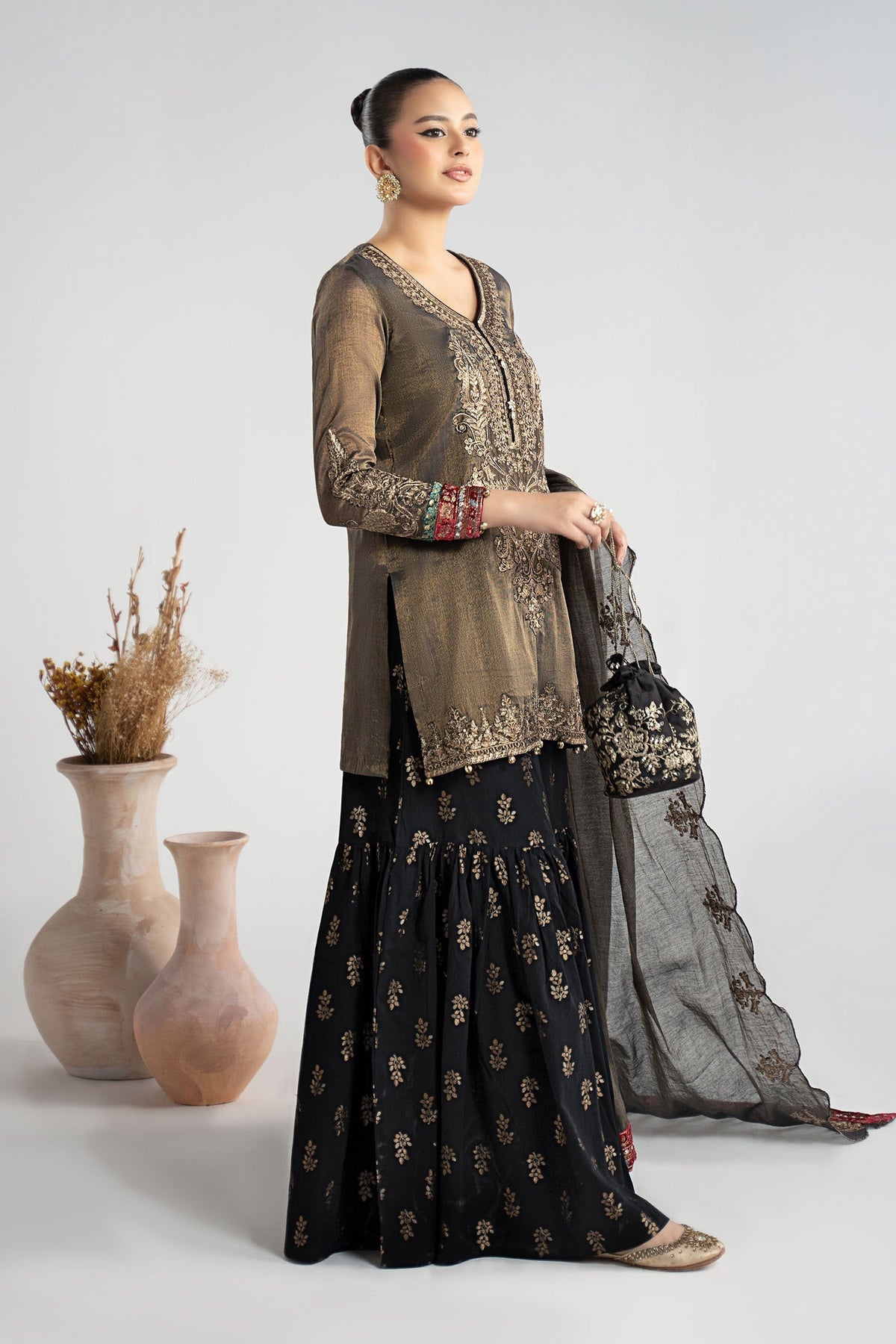 Maria B | Luxury Winter Pret 25 | DW-W25-01-Black by Maria B - Designer Dress  - Type : Ladies Clothes - Available at Libayah - 100% Original 