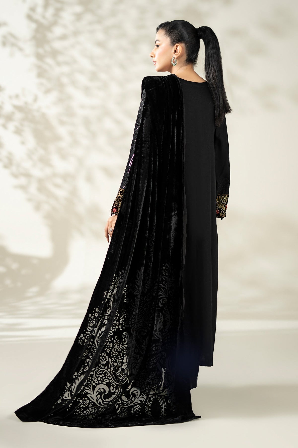 Maria B | Luxury Winter Pret 25 | DW-W25-20-Black by Maria B - Designer Dress  - Type : Ladies Clothes - Available at Libayah - 100% Original 