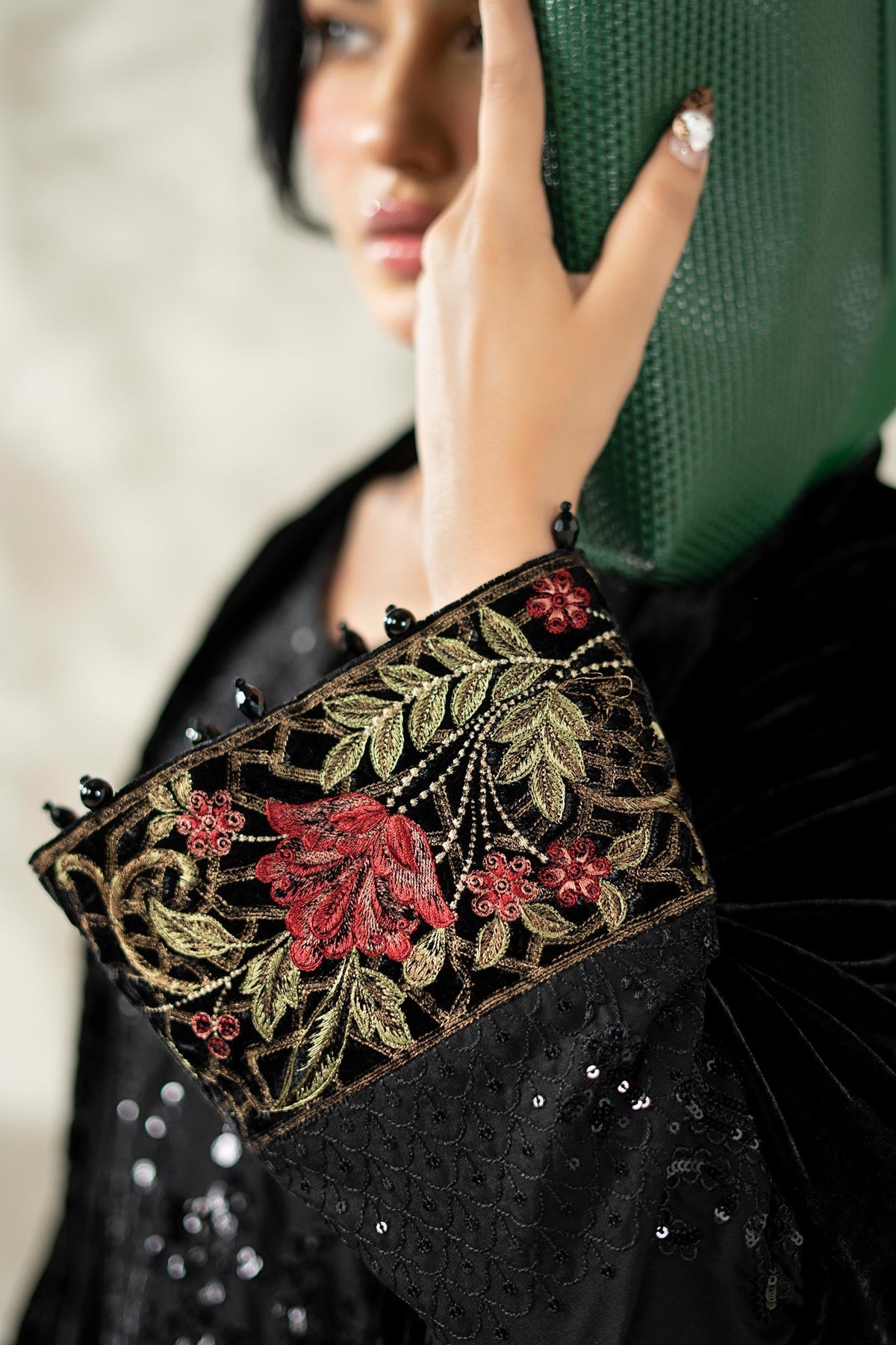 Maria B | Luxury Winter Pret 25 | DW-W25-20-Black by Maria B - Designer Dress  - Type : Ladies Clothes - Available at Libayah - 100% Original 