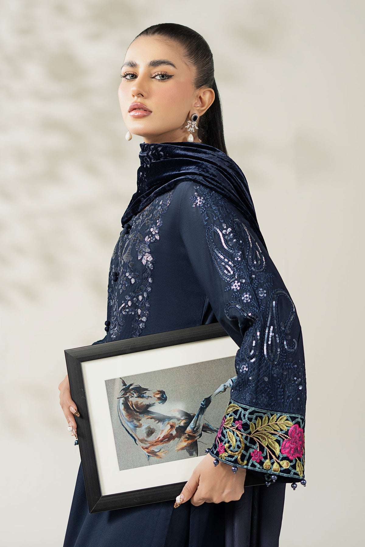 Maria B | Pre Fall Dresses | 3 Piece Embroidered Linen Suit VV by Maria B - Designer Dress  - Type : Ladies Clothes - Available at Libayah - 100% Original 