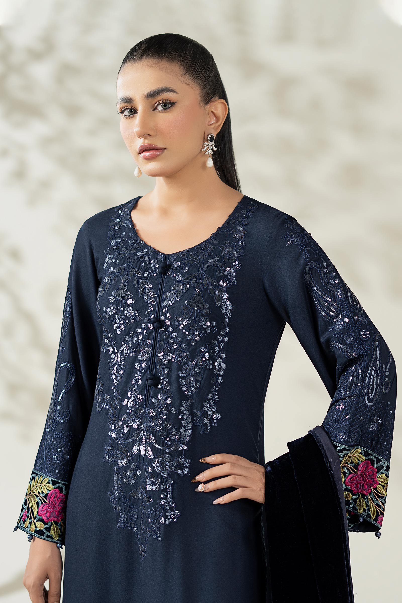 Maria B | Luxury Winte r Pret 25 |DW-W25-20-Blue by Maria B - Designer Dress  - Type : Ladies Clothes - Available at Libayah - 100% Original 