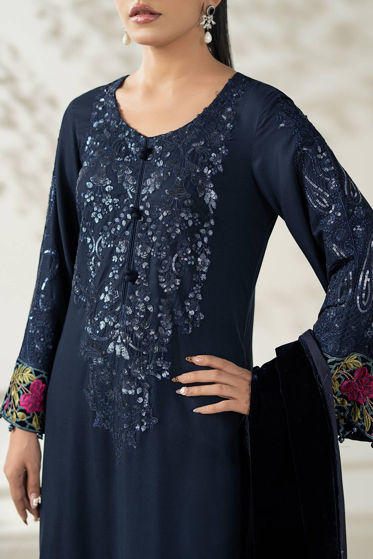 Maria B | Luxury Winte r Pret 25 |DW-W25-20-Blue by Maria B - Designer Dress  - Type : Ladies Clothes - Available at Libayah - 100% Original 