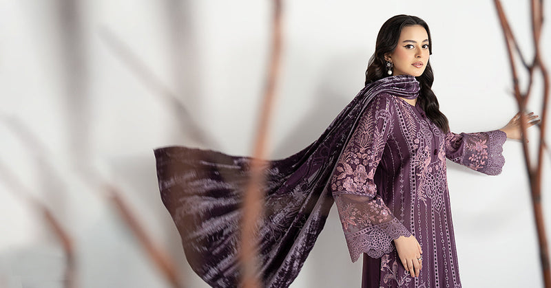 Maria B | Luxury Winter Pret 25 | DW-W25-24-Purple by Maria B - Designer Dress  - Type : Ladies Clothes - Available at Libayah - 100% Original 