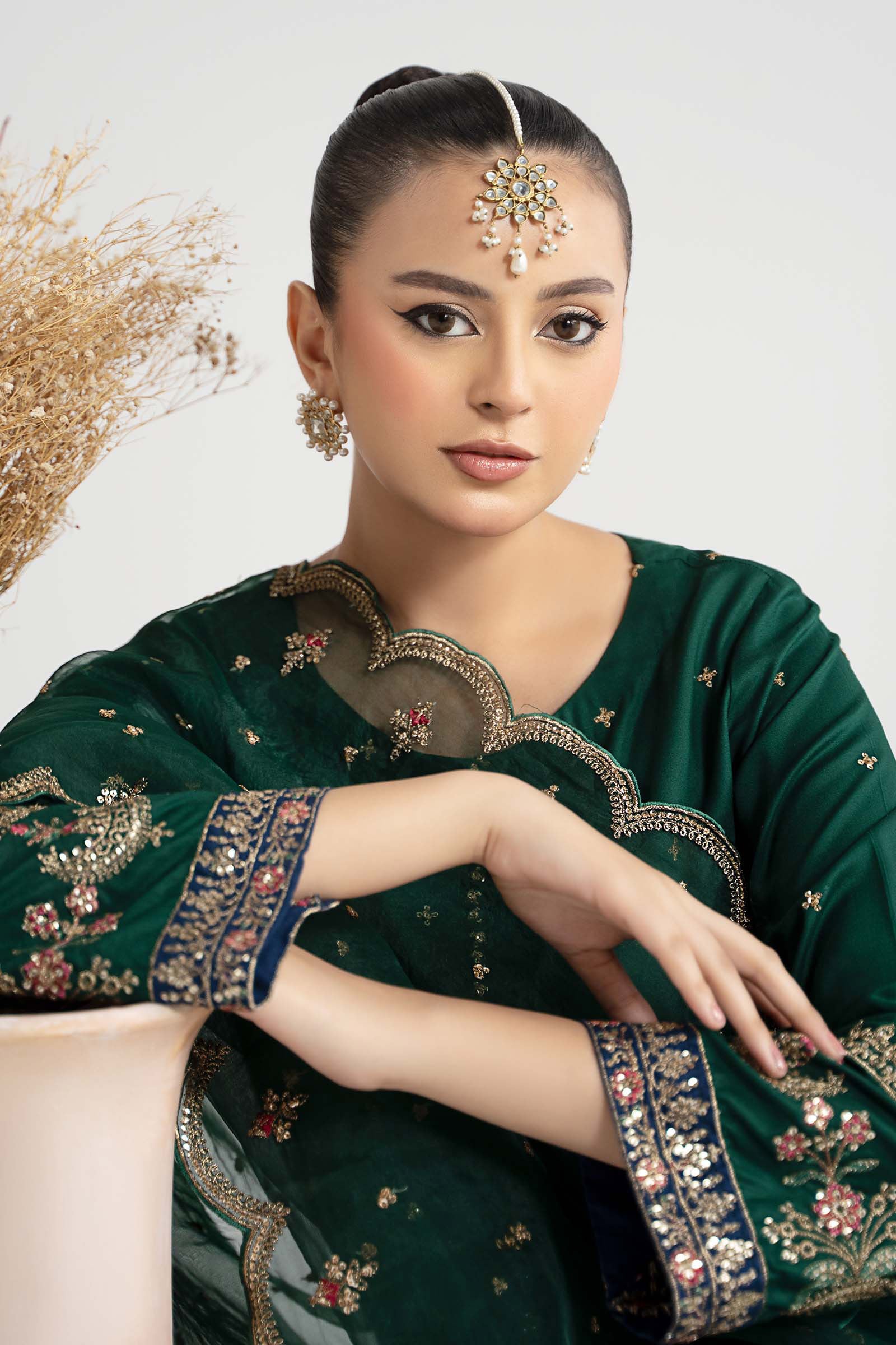 Maria B | Luxury Winter Pret 25 | DW-W25-27-Green by Maria B - Designer Dress  - Type : Ladies Clothes - Available at Libayah - 100% Original 