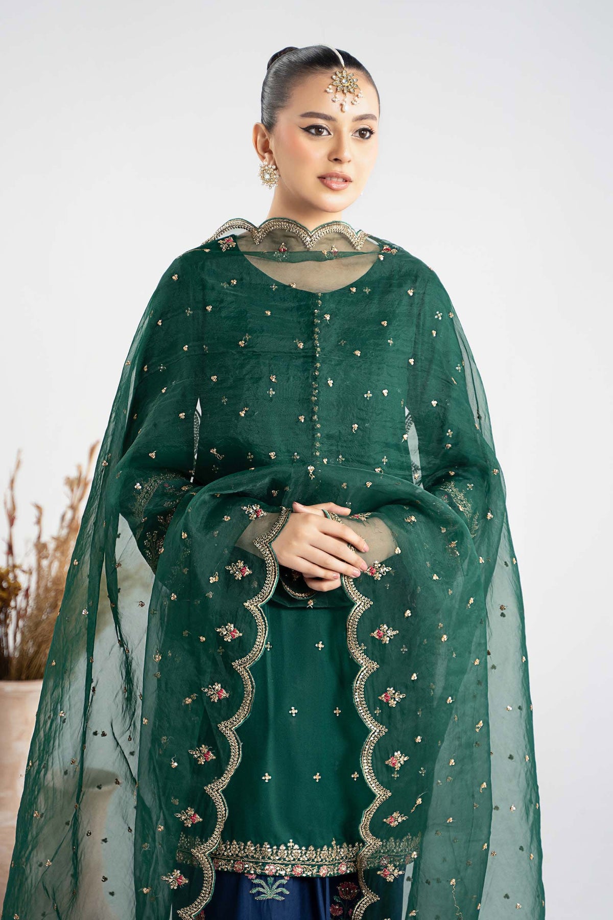 Maria B | Luxury Winter Pret 25 | DW-W25-27-Green by Maria B - Designer Dress  - Type : Ladies Clothes - Available at Libayah - 100% Original 
