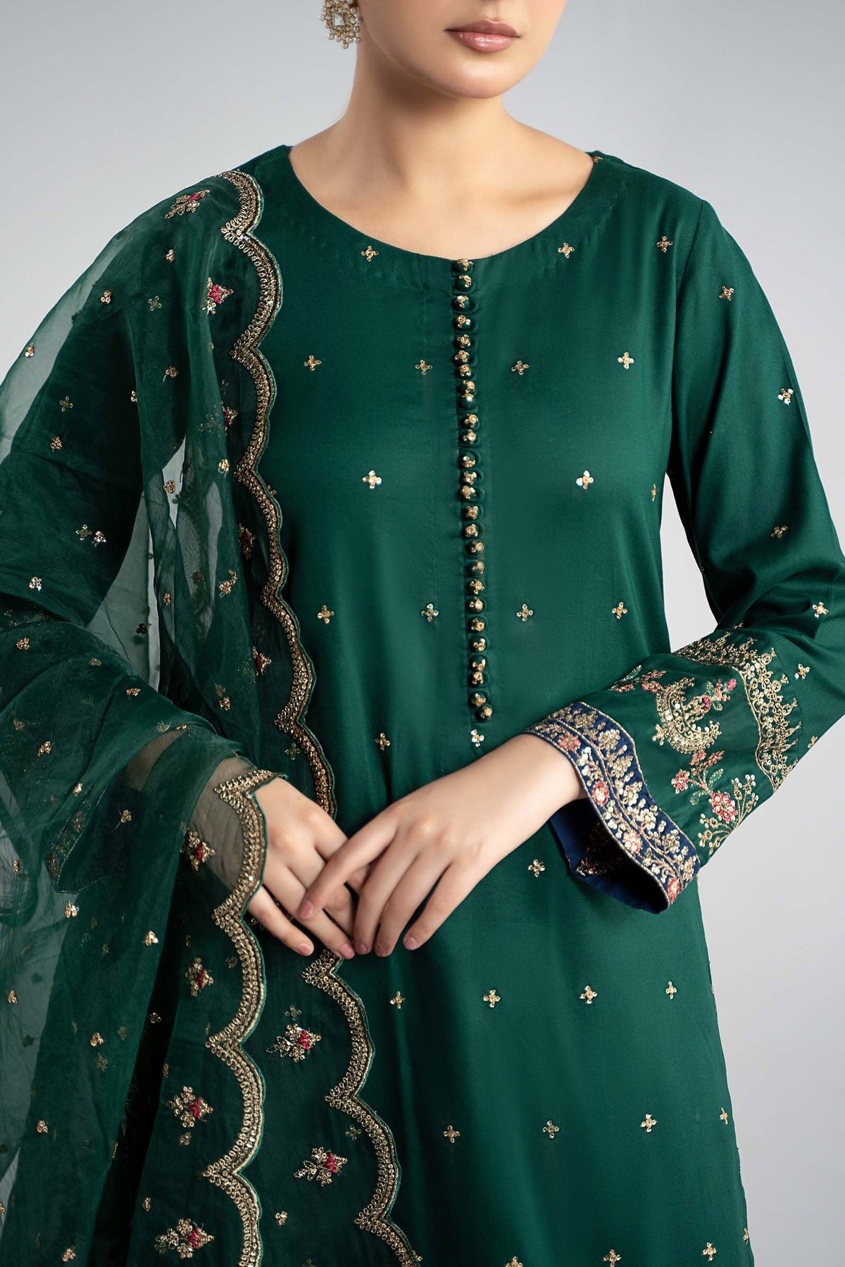 Maria B | Pre Fall Dresses | 3 Piece Embroidered Linen Suit ZC by Maria B - Designer Dress  - Type : Ladies Clothes - Available at Libayah - 100% Original 