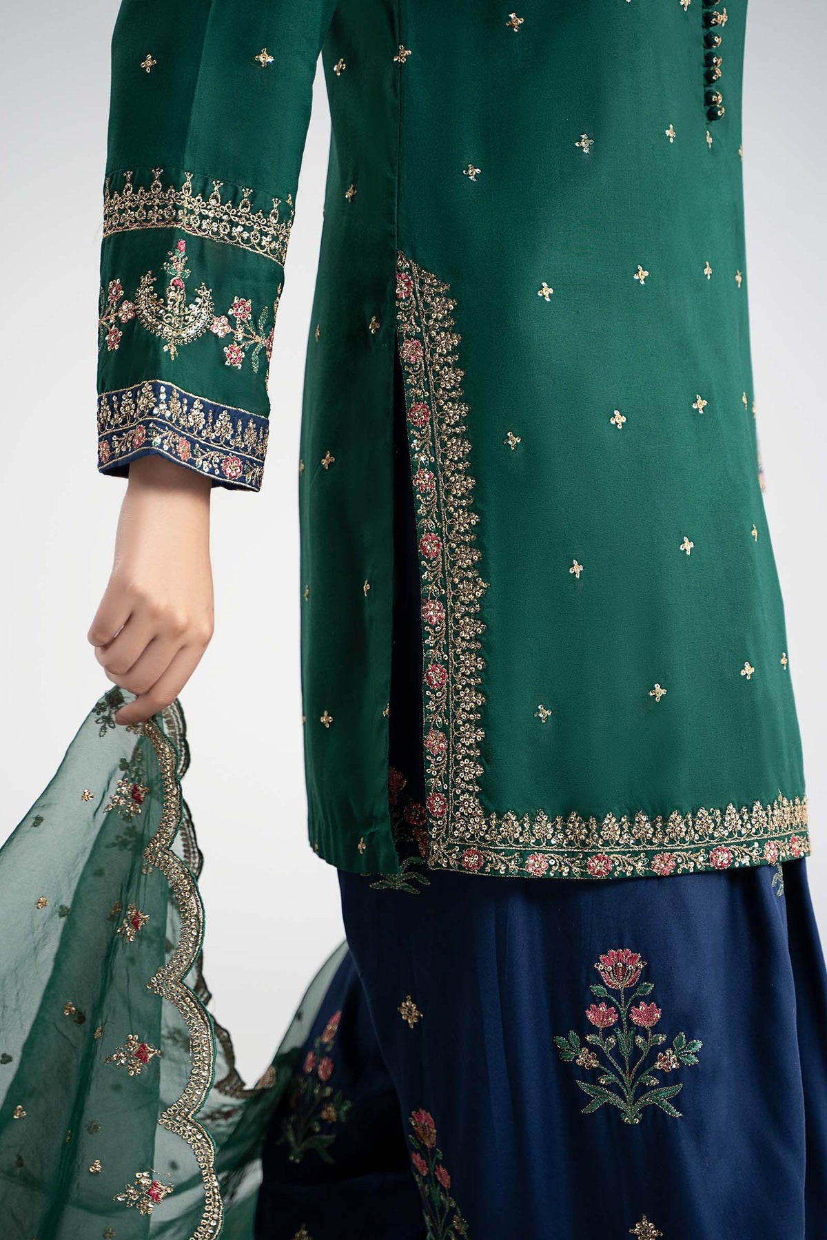 Maria B | Luxury Winter Pret 25 | DW-W25-27-Green by Maria B - Designer Dress  - Type : Ladies Clothes - Available at Libayah - 100% Original 