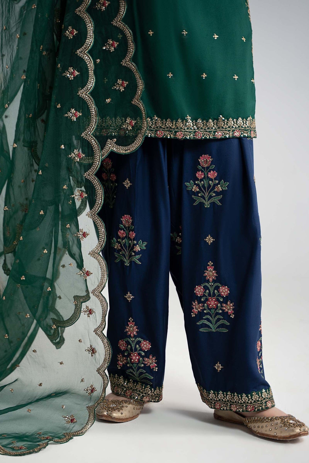 Maria B | Luxury Winter Pret 25 | DW-W25-27-Green by Maria B - Designer Dress  - Type : Ladies Clothes - Available at Libayah - 100% Original 