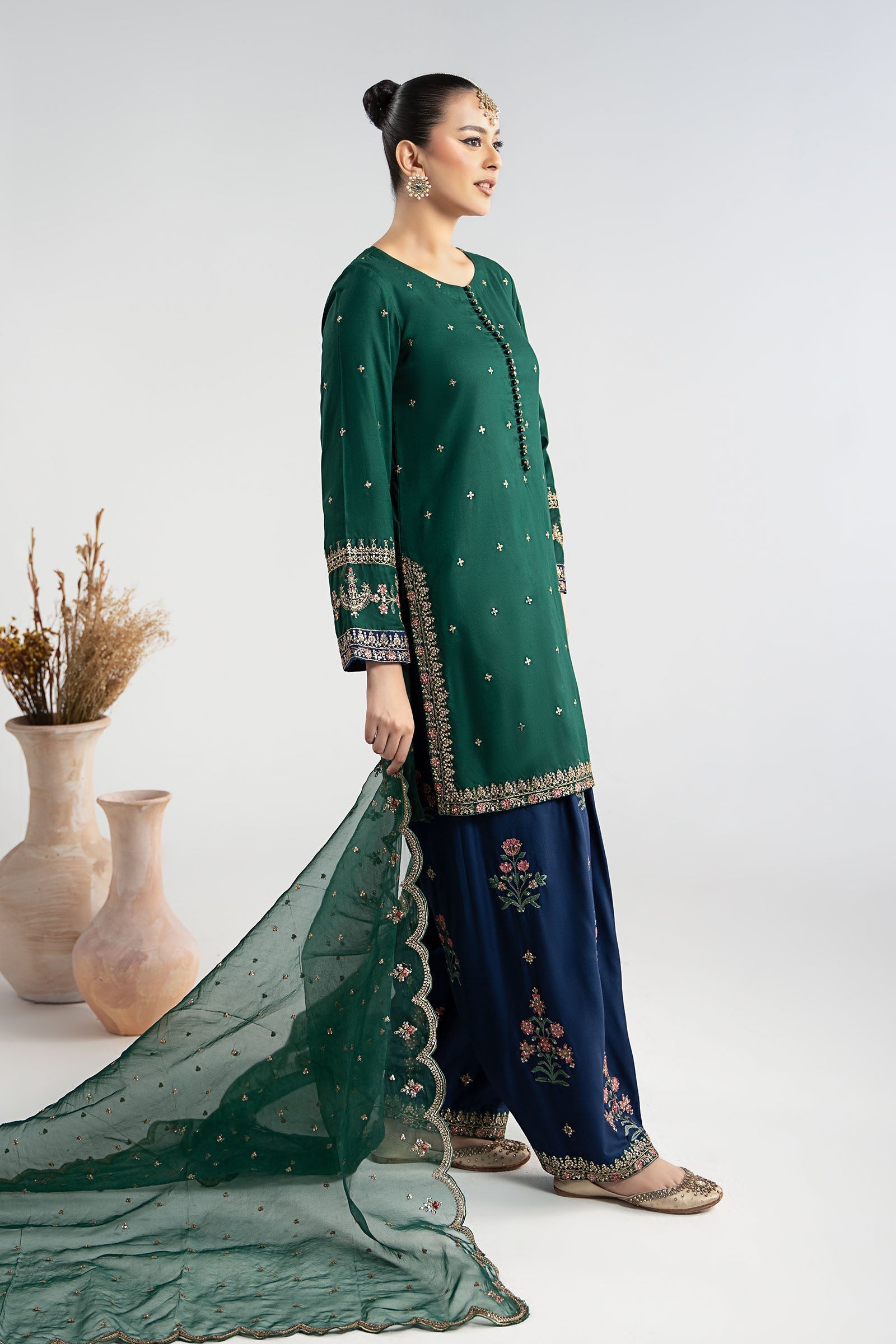Maria B | Luxury Winter Pret 25 | DW-W25-27-Green by Maria B - Designer Dress  - Type : Ladies Clothes - Available at Libayah - 100% Original 