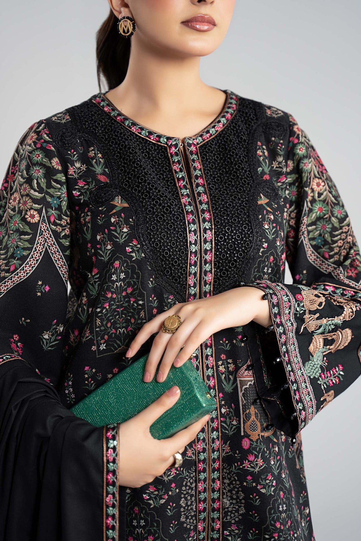 Maria B | Luxury Winter Pret 25 | DW-W25-35-Black by Maria B - Designer Dress  - Type : Ladies Clothes - Available at Libayah - 100% Original 