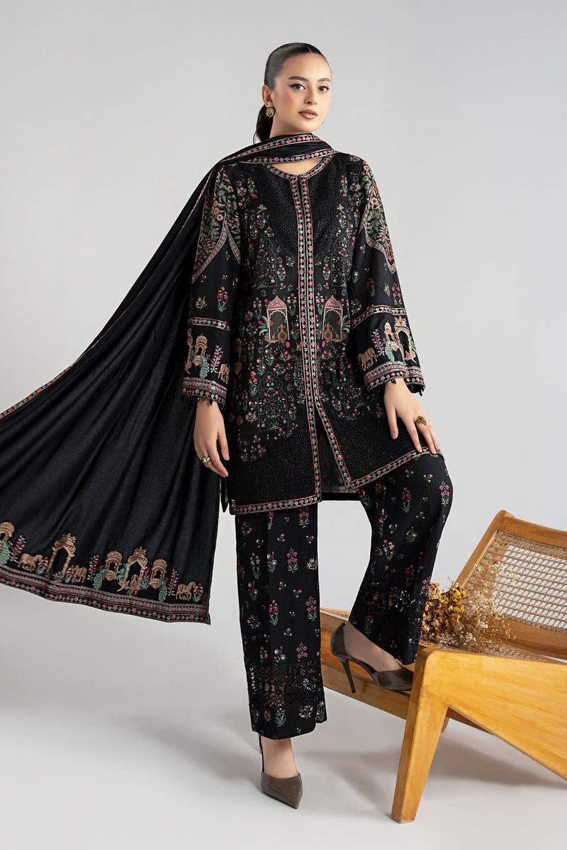 Maria B | Luxury Winter Pret 25 | DW-W25-35-Black by Maria B - Designer Dress  - Type : Ladies Clothes - Available at Libayah - 100% Original 