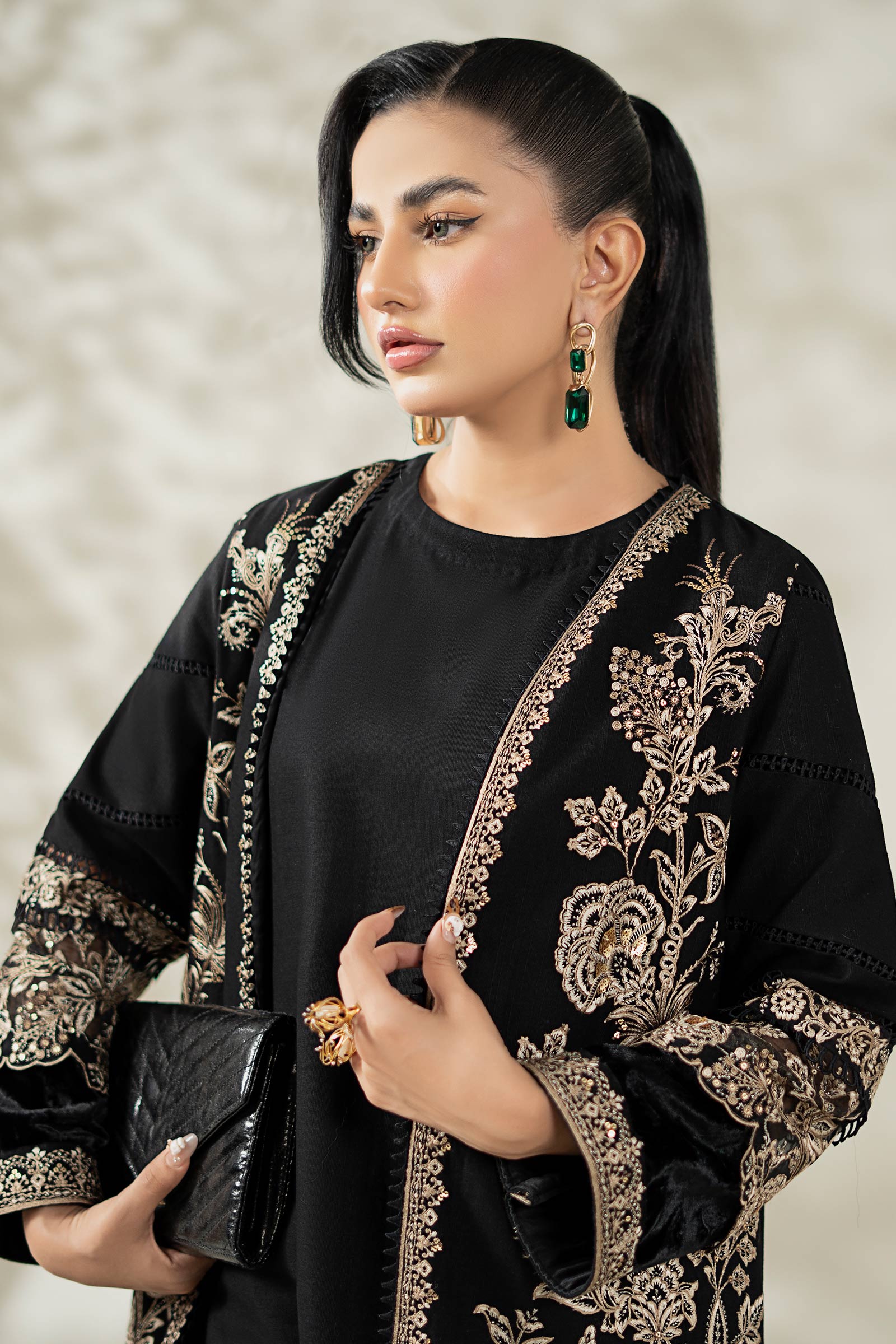Maria B | Luxury Winter Pret 25 | DW-W25-43-Black by Maria B - Designer Dress  - Type : Ladies Clothes - Available at Libayah - 100% Original 