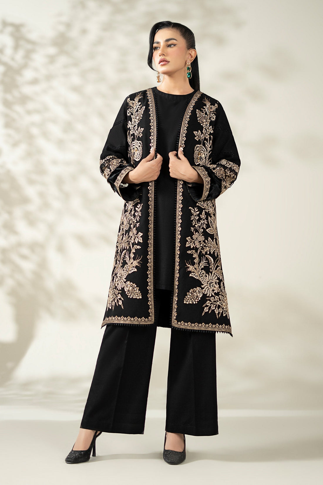Maria B | Luxury Winter Pret 25 | DW-W25-43-Black by Maria B - Designer Dress  - Type : Ladies Clothes - Available at Libayah - 100% Original 
