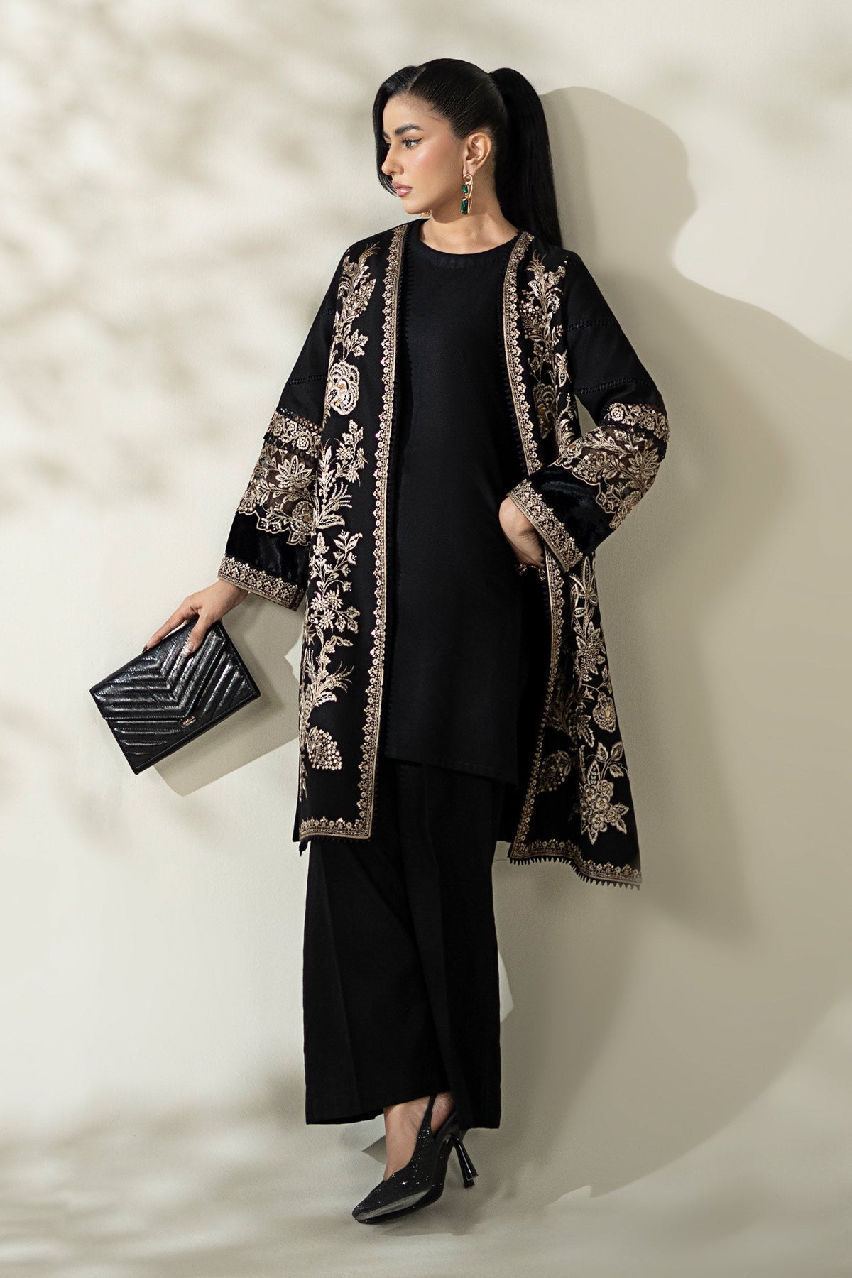 Maria B | Luxury Winter Pret 25 | DW-W25-43-Black by Maria B - Designer Dress  - Type : Ladies Clothes - Available at Libayah - 100% Original 