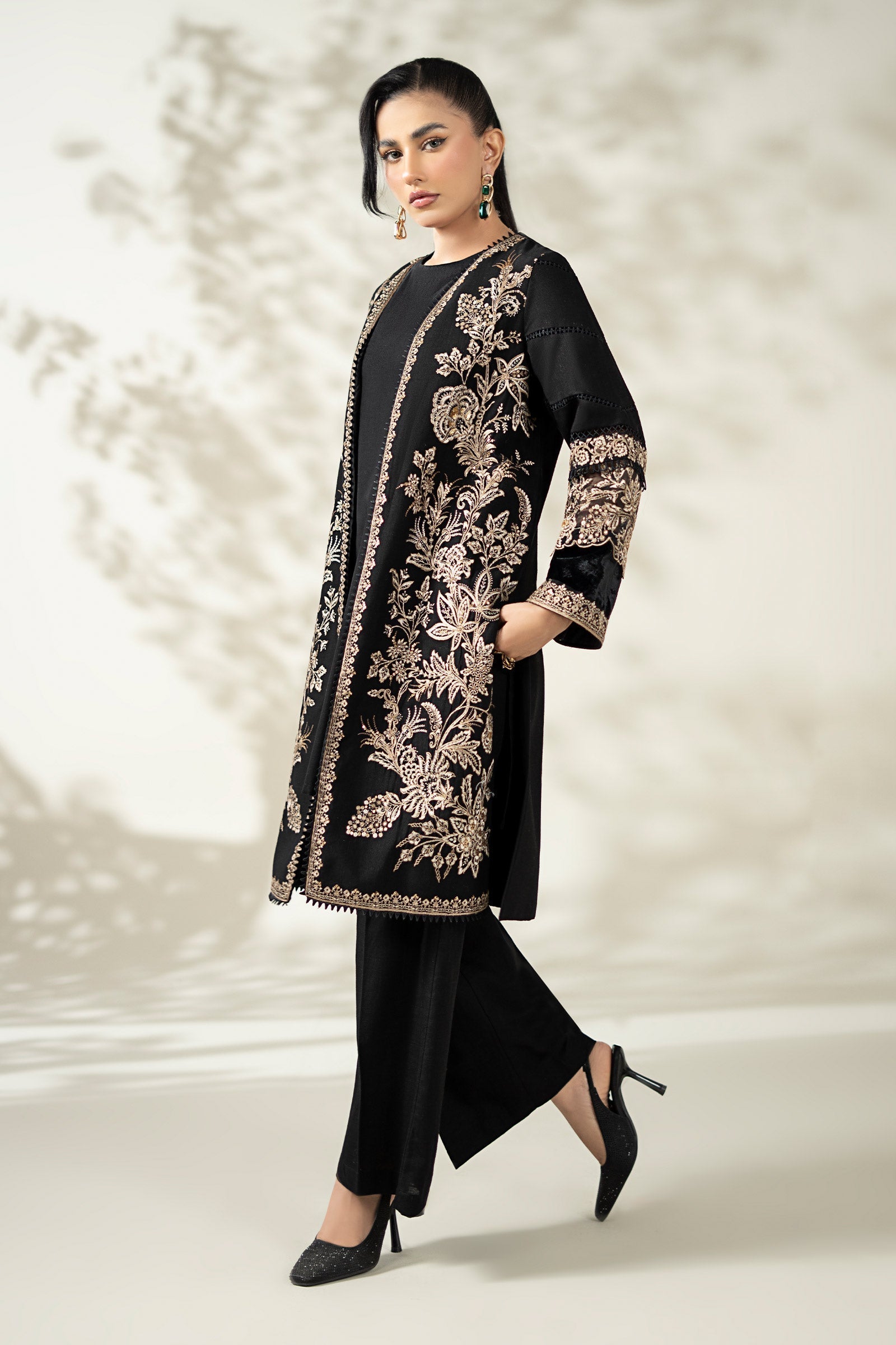 Maria B | Luxury Winter Pret 25 | DW-W25-43-Black by Maria B - Designer Dress  - Type : Ladies Clothes - Available at Libayah - 100% Original 