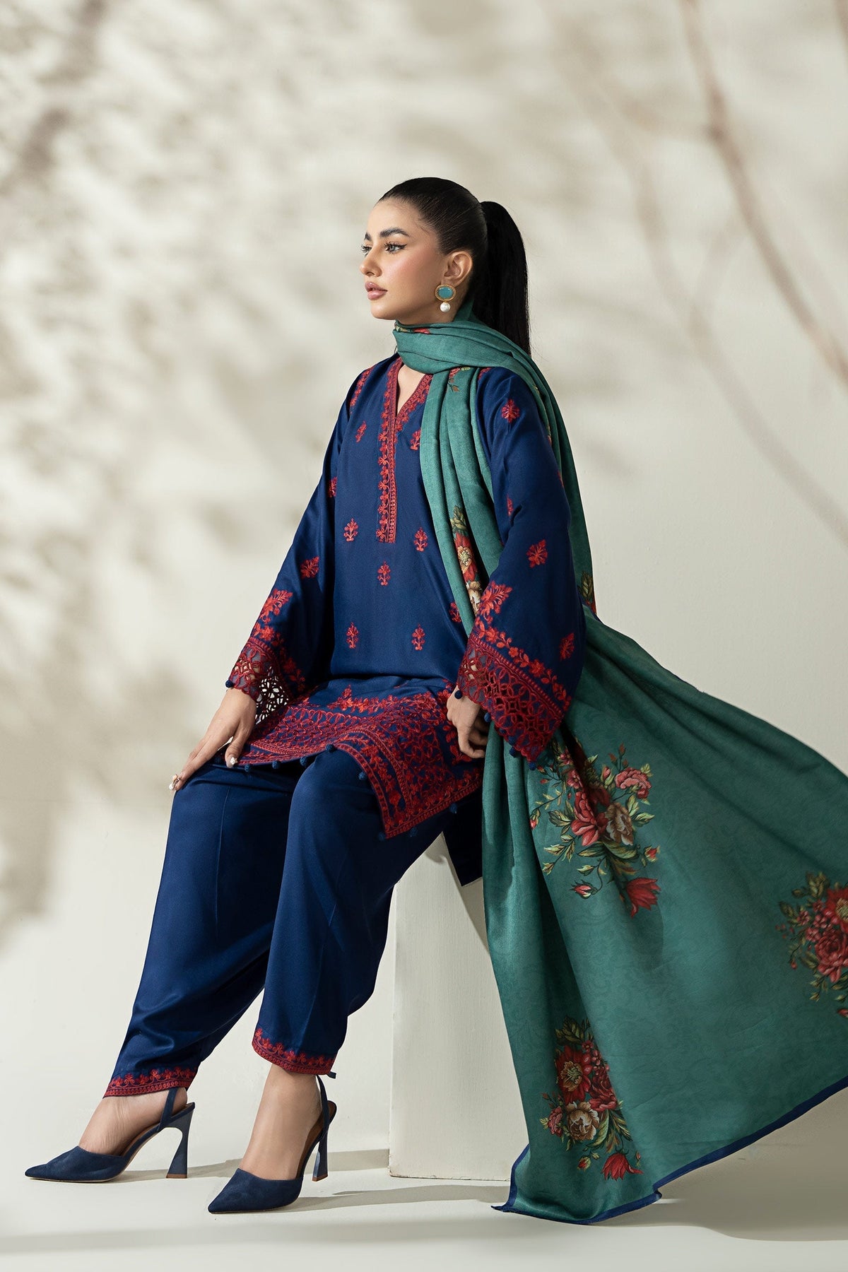 Maria B | Luxury Winter Pret 25 | DW-W25-46-Blue by Maria B - Designer Dress  - Type : Ladies Clothes - Available at Libayah - 100% Original 