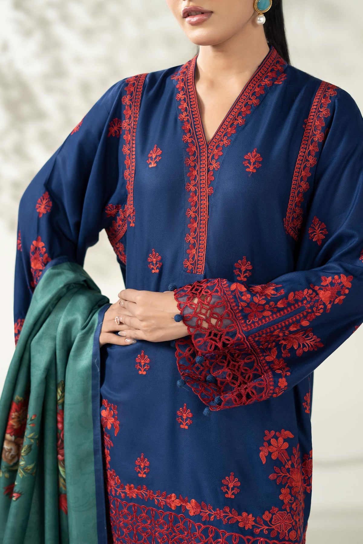 Maria B | Luxury Winter Pret 25 | DW-W25-46-Blue by Maria B - Designer Dress  - Type : Ladies Clothes - Available at Libayah - 100% Original 