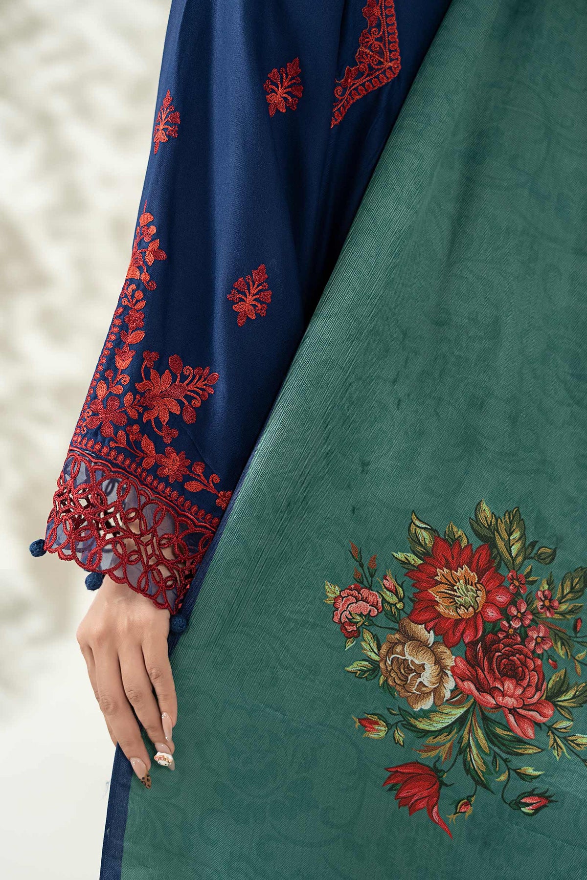 Maria B | Luxury Winter Pret 25 | DW-W25-46-Blue by Maria B - Designer Dress  - Type : Ladies Clothes - Available at Libayah - 100% Original 