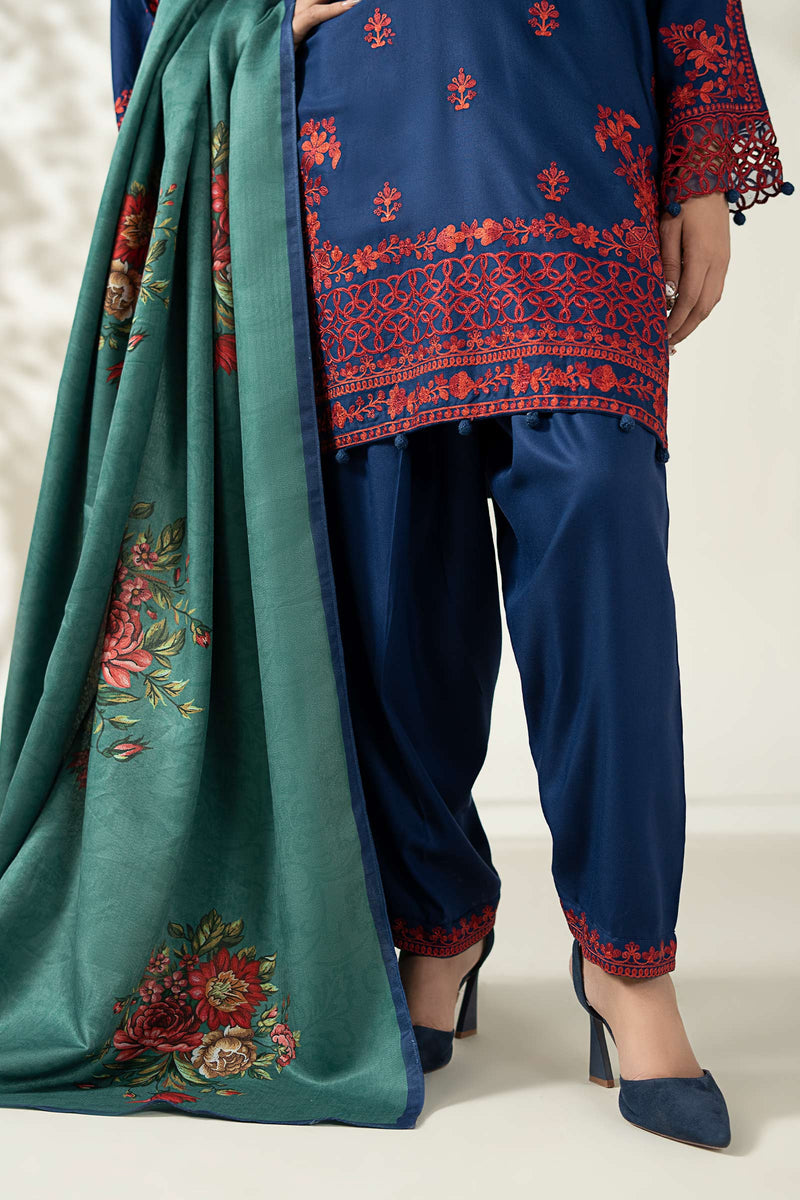 Maria B | Luxury Winter Pret 25 | DW-W25-46-Blue by Maria B - Designer Dress  - Type : Ladies Clothes - Available at Libayah - 100% Original 