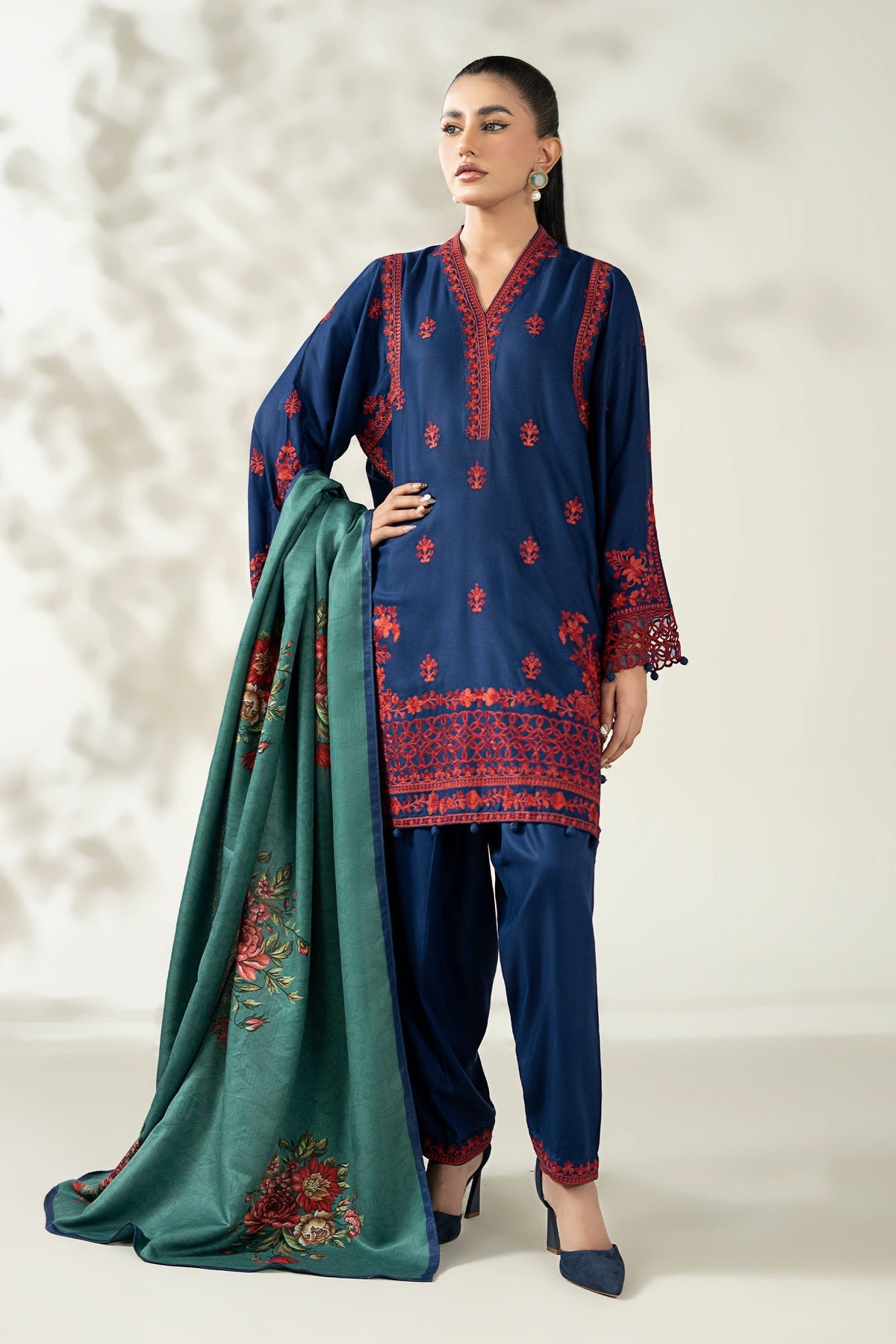 Maria B | Luxury Winter Pret 25 | DW-W25-46-Blue by Maria B - Designer Dress  - Type : Ladies Clothes - Available at Libayah - 100% Original 