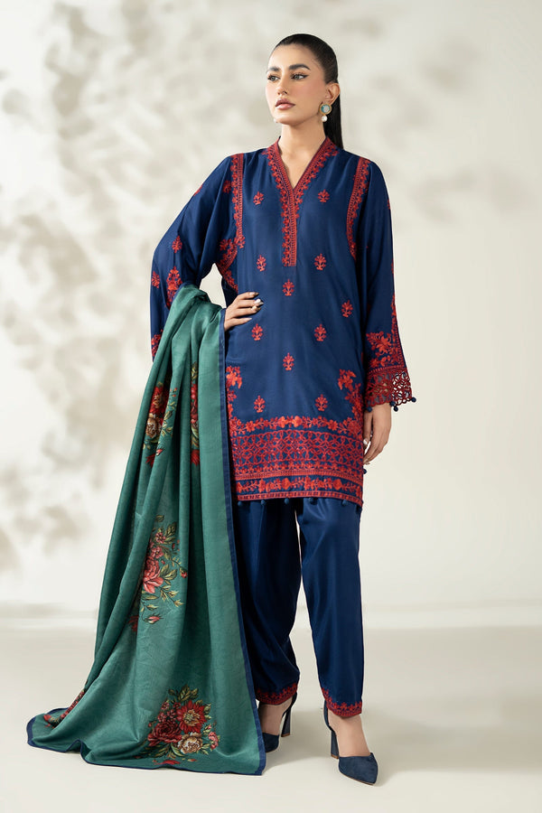 Maria B | Luxury Winter Pret 25 | DW-W25-46-Blue by Maria B - Designer Dress  - Type : Ladies Clothes - Available at Libayah - 100% Original 
