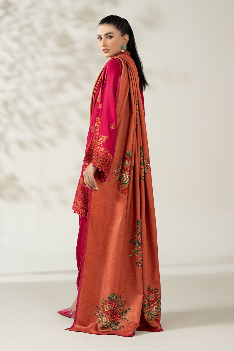 Maria B | Luxury Winter Pret 25 | DW-W25-46-Hot Pink by Maria B - Designer Dress  - Type : Ladies Clothes - Available at Libayah - 100% Original 