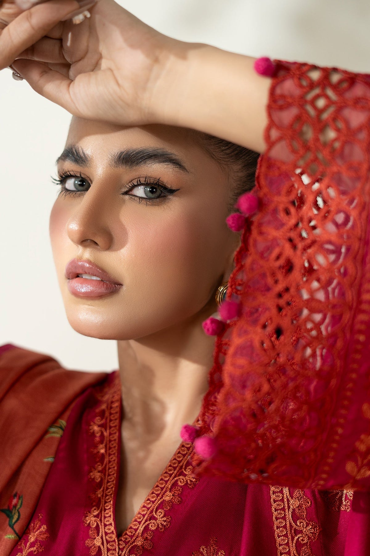 Maria B | Luxury Winter Pret 25 | DW-W25-46-Hot Pink by Maria B - Designer Dress  - Type : Ladies Clothes - Available at Libayah - 100% Original 