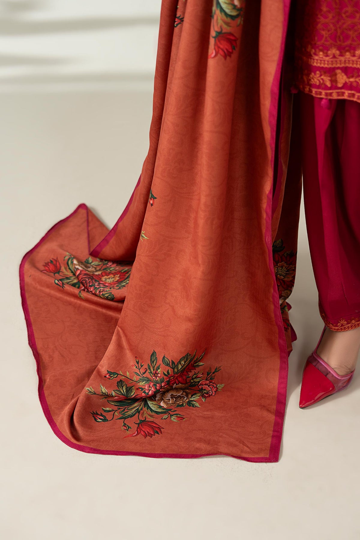 Maria B | Luxury Winter Pret 25 | DW-W25-46-Hot Pink by Maria B - Designer Dress  - Type : Ladies Clothes - Available at Libayah - 100% Original 