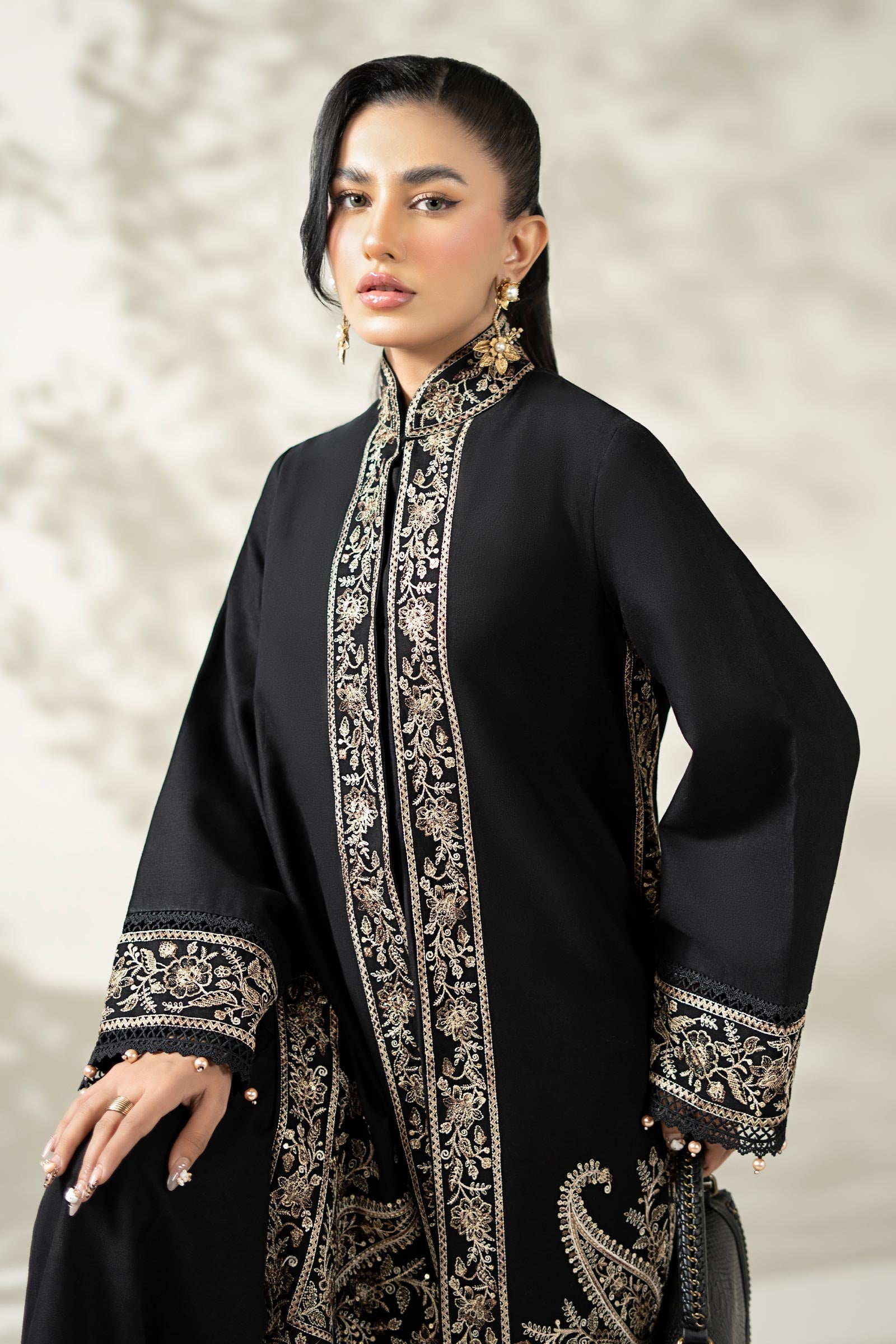 Maria B | Luxury Winter Pret 25 | DW-W25-49-Black by Maria B - Designer Dress  - Type : Ladies Clothes - Available at Libayah - 100% Original 