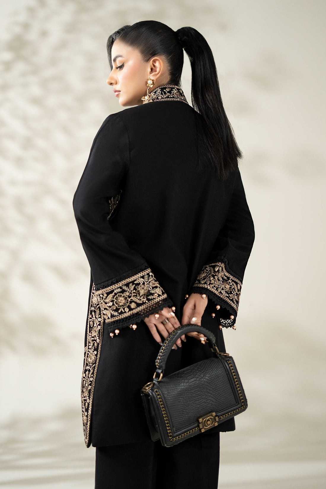 Maria B | Luxury Winter Pret 25 | DW-W25-49-Black by Maria B - Designer Dress  - Type : Ladies Clothes - Available at Libayah - 100% Original 
