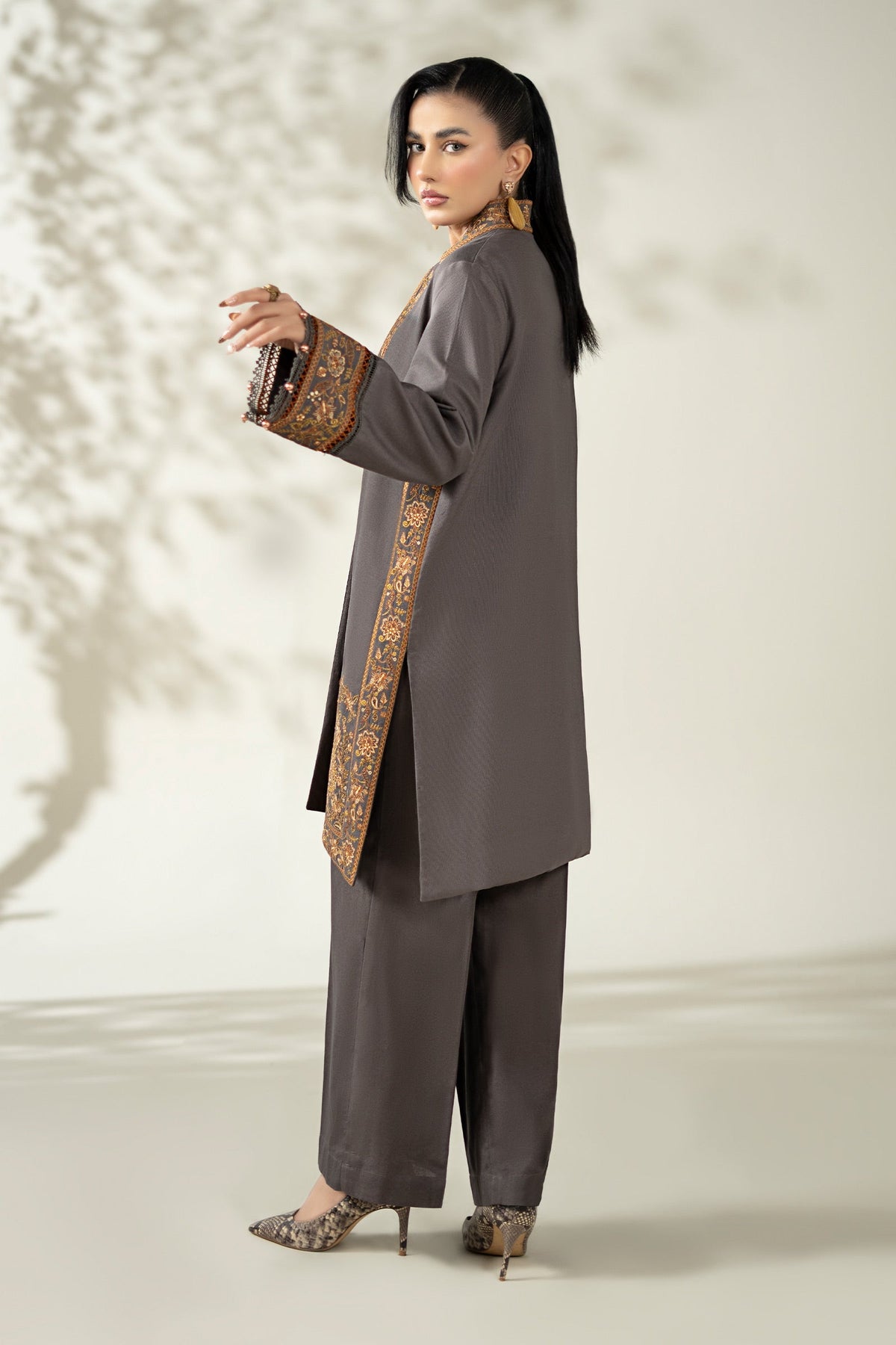 Maria B | Pre Fall Dresses | 3 Piece Embroidered Khaddar Suit ZZ by Maria B - Designer Dress  - Type : Ladies Clothes - Available at Libayah - 100% Original 