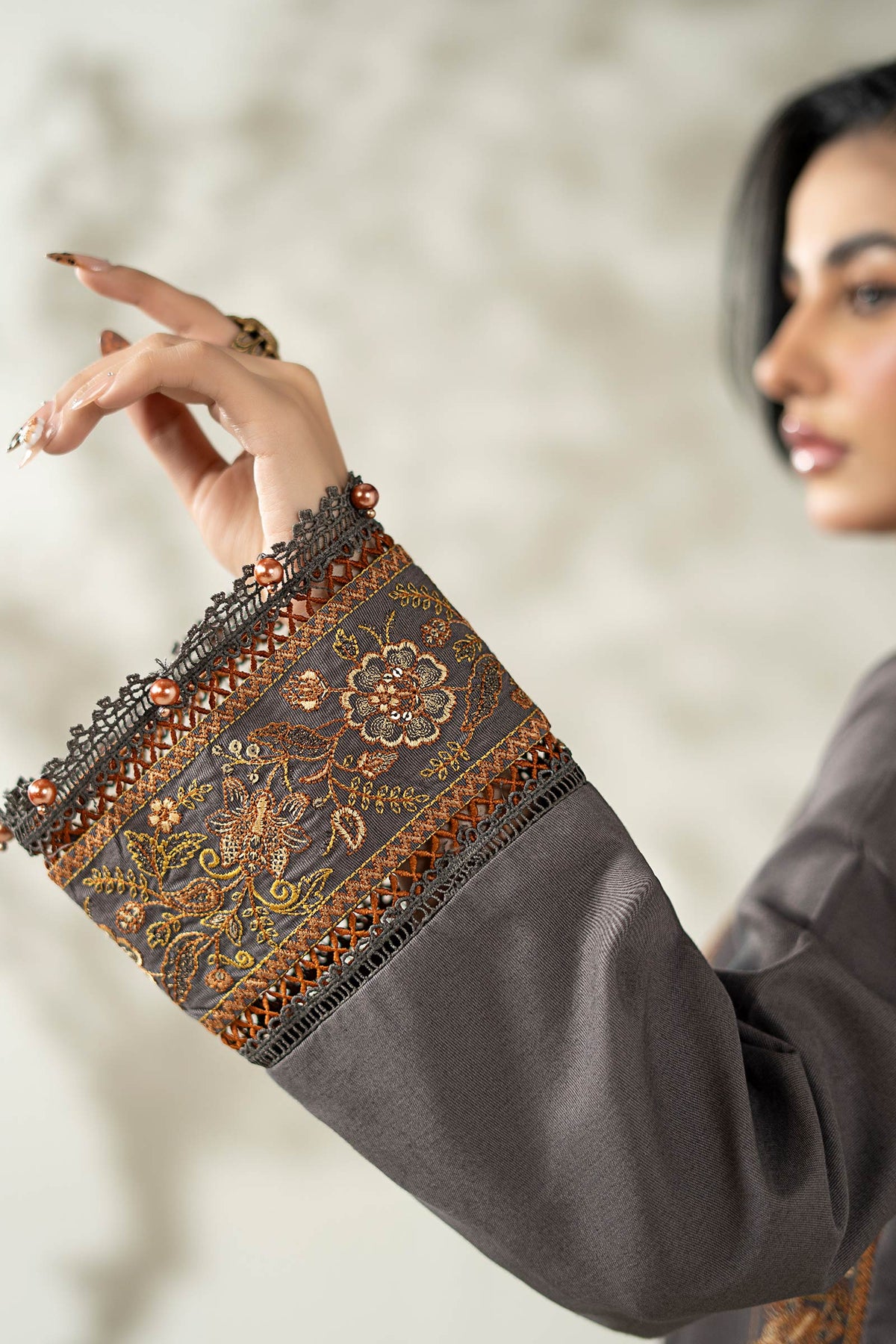 Maria B | Pre Fall Dresses | 3 Piece Embroidered Khaddar Suit ZZ by Maria B - Designer Dress  - Type : Ladies Clothes - Available at Libayah - 100% Original 