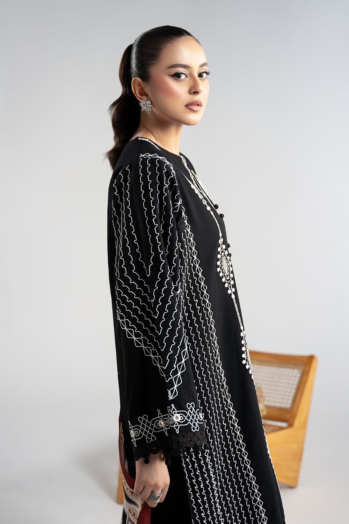 Maria B | Luxury Winter Pret 25 | DW-W25-51-Black by Maria B - Designer Dress  - Type : Ladies Clothes - Available at Libayah - 100% Original 