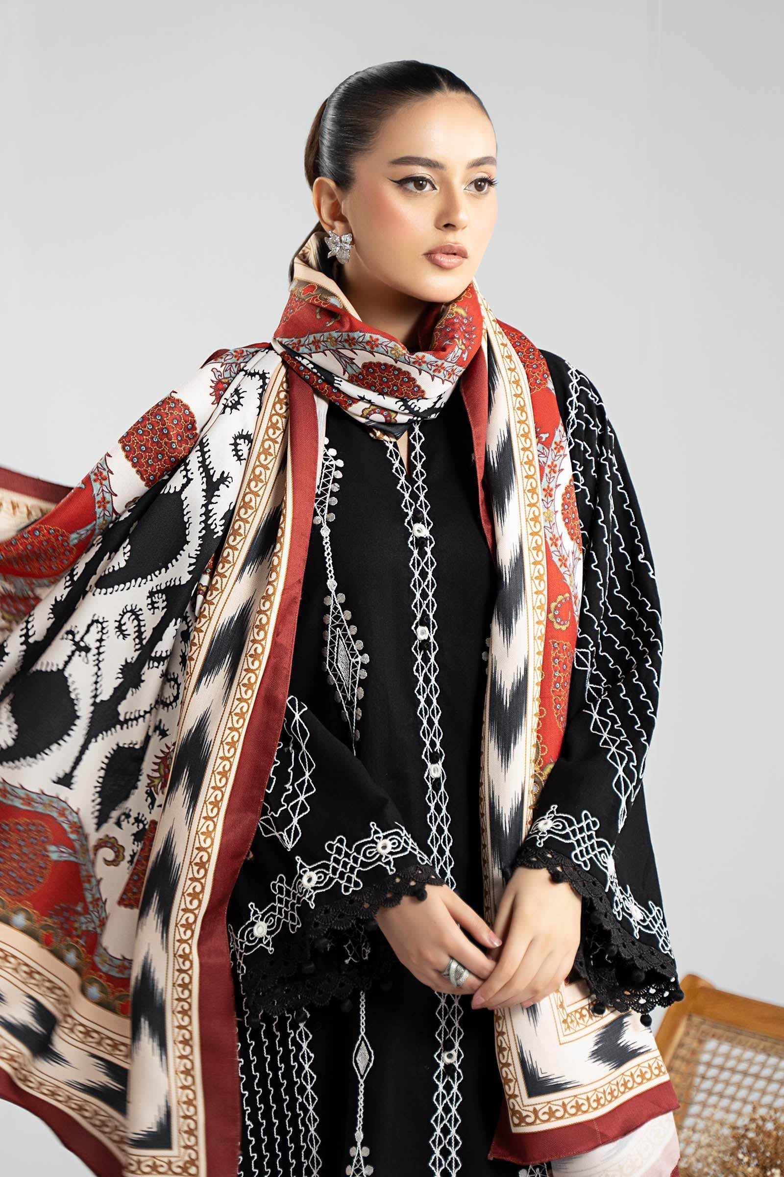 Maria B | Luxury Winter Pret 25 | DW-W25-51-Black by Maria B - Designer Dress  - Type : Ladies Clothes - Available at Libayah - 100% Original 