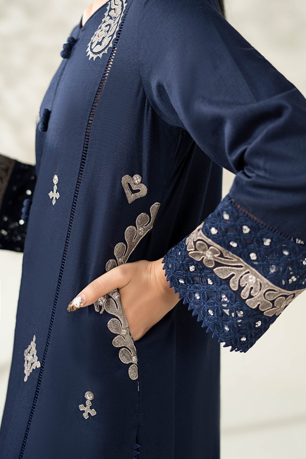 Maria B | Luxury Winter Pret 25 | DW-W25-54-Blue by Maria B - Designer Dress  - Type : Ladies Clothes - Available at Libayah - 100% Original 