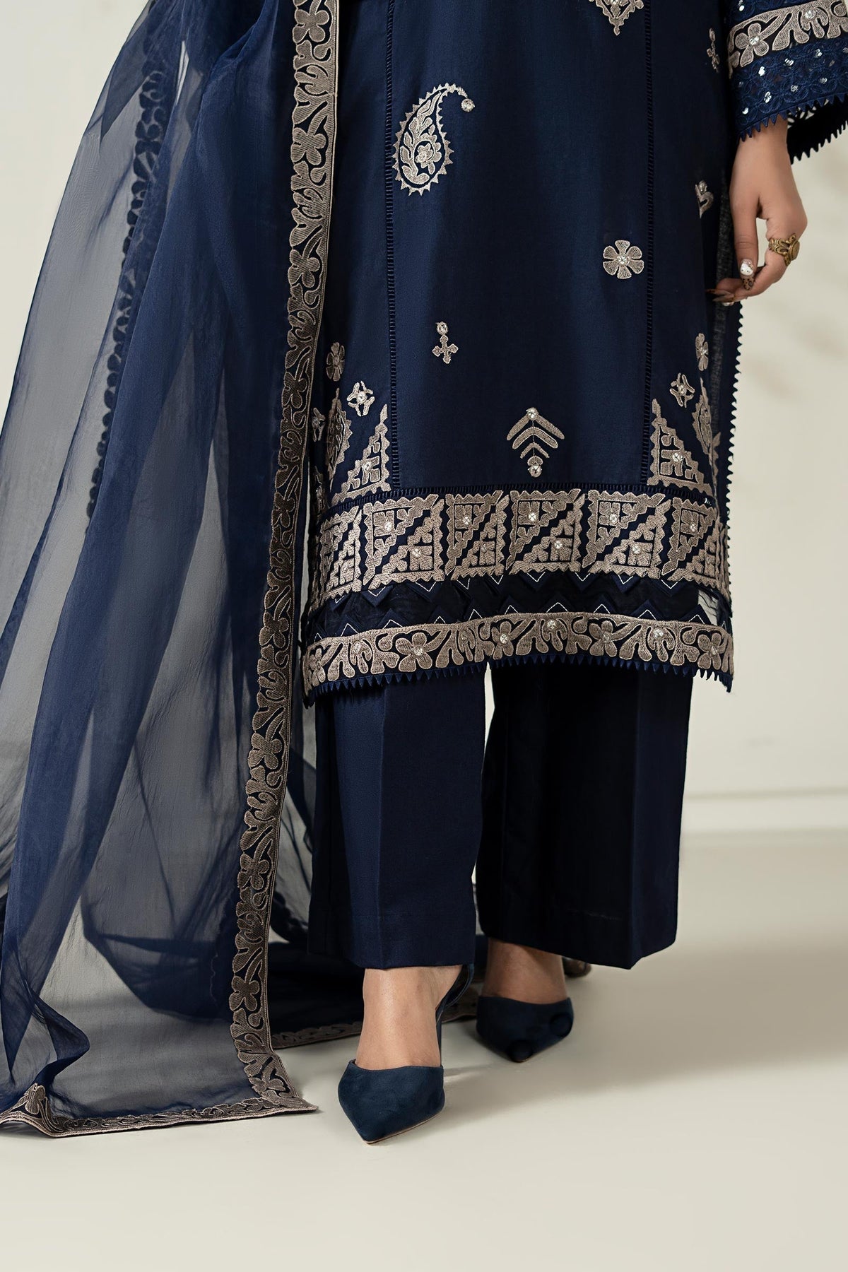 Maria B | Luxury Winter Pret 25 | DW-W25-54-Blue by Maria B - Designer Dress  - Type : Ladies Clothes - Available at Libayah - 100% Original 