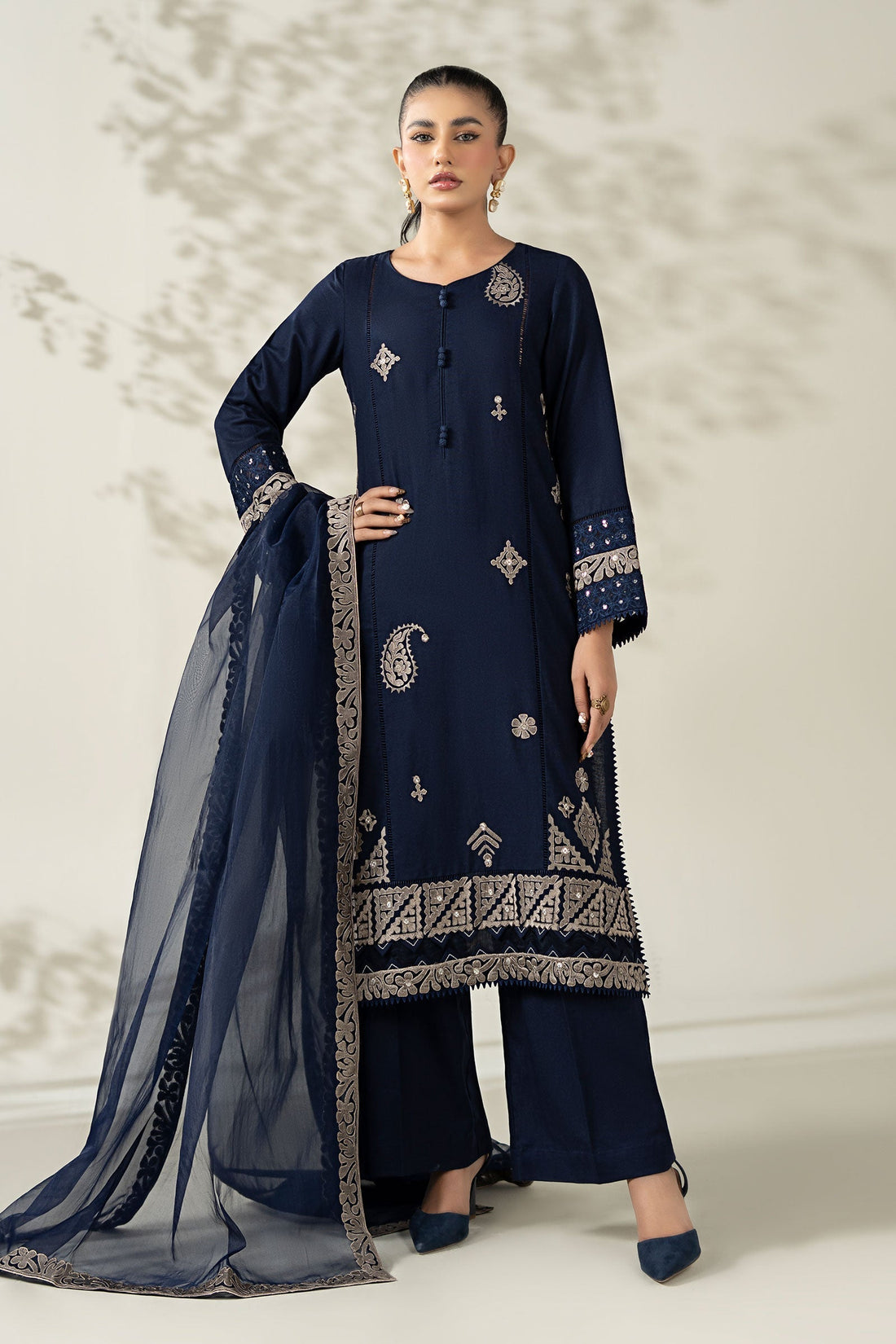 Maria B | Luxury Winter Pret 25 | DW-W25-54-Blue by Maria B - Designer Dress  - Type : Ladies Clothes - Available at Libayah - 100% Original 