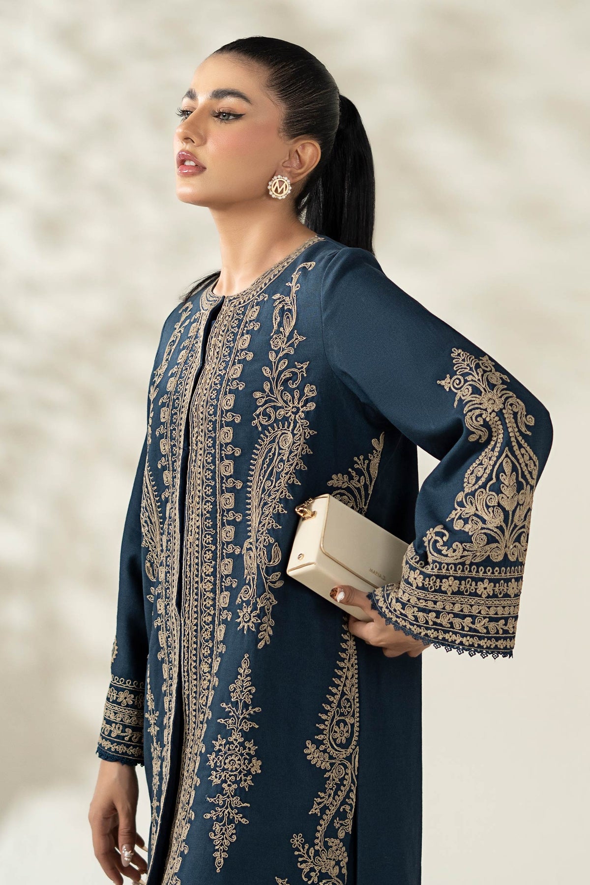 Maria B | Pre Fall Dresses | 3 Piece Embroidered Khaddar Suit ZA by Maria B - Designer Dress  - Type : Ladies Clothes - Available at Libayah - 100% Original 