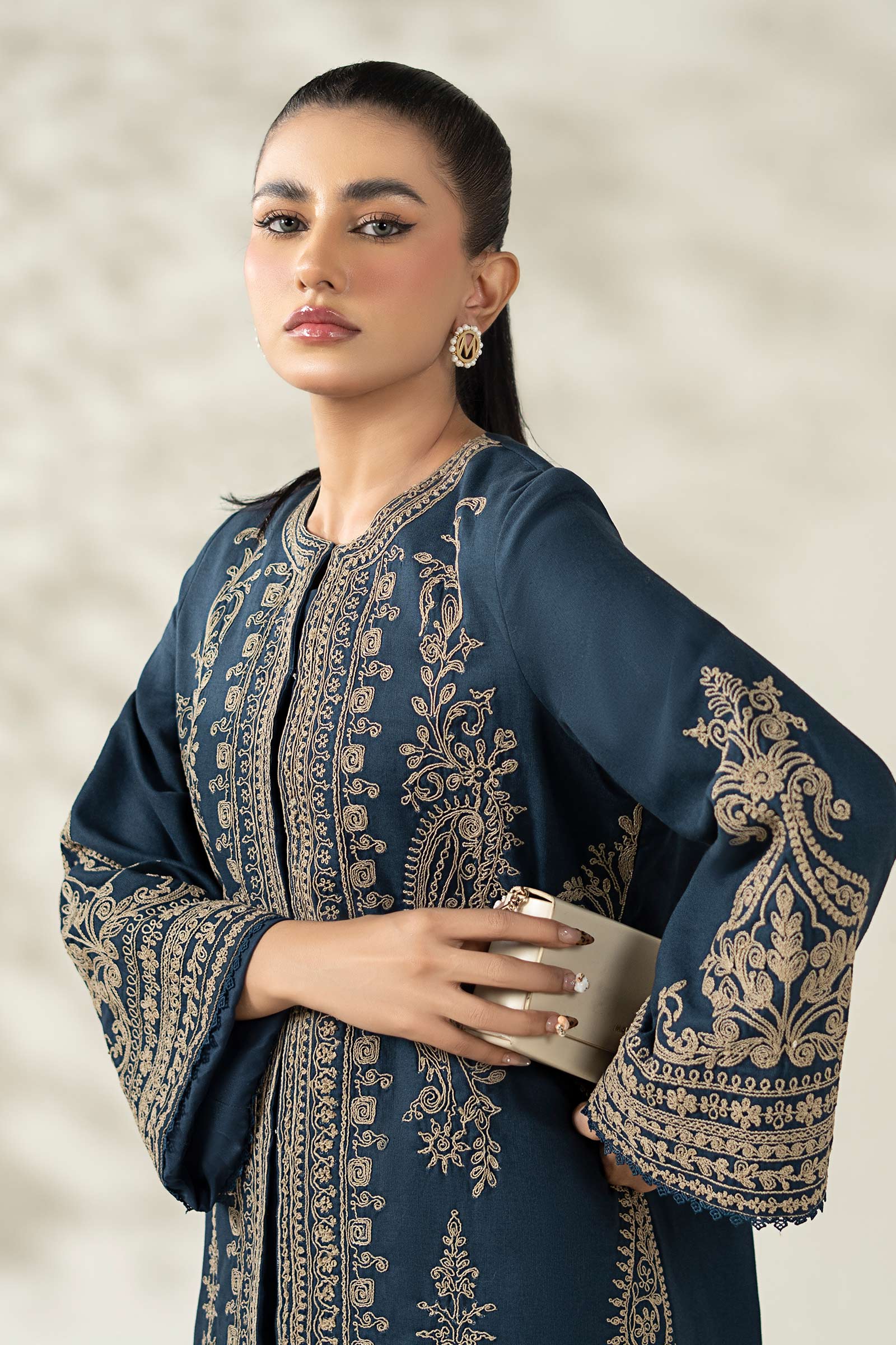 Maria B | Luxury Winter Pret 25 | DW-W25-58-Blue by Maria B - Designer Dress  - Type : Ladies Clothes - Available at Libayah - 100% Original 