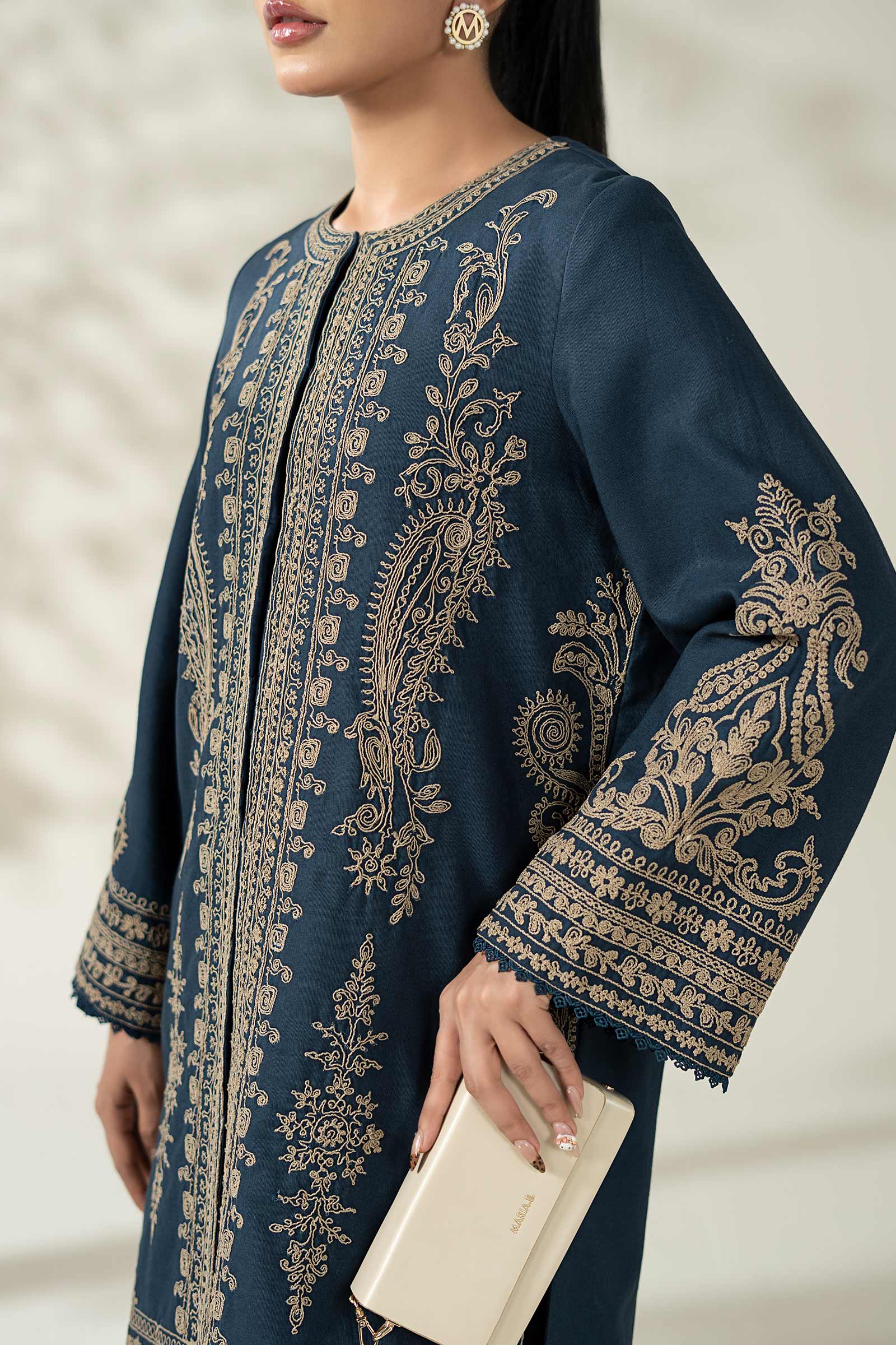 Maria B | Luxury Winter Pret 25 | DW-W25-58-Blue by Maria B - Designer Dress  - Type : Ladies Clothes - Available at Libayah - 100% Original 