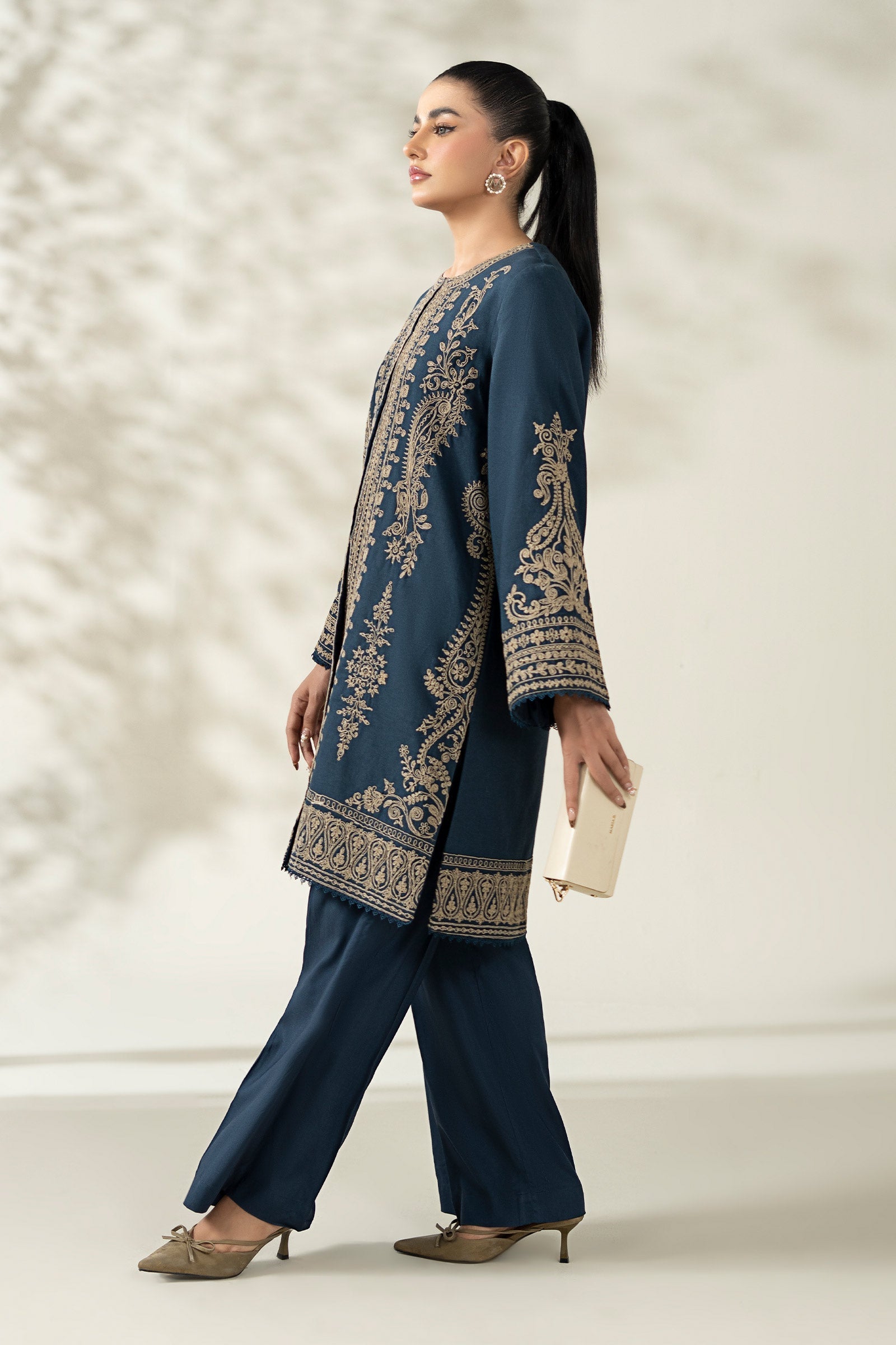 Maria B | Luxury Winter Pret 25 | DW-W25-58-Blue by Maria B - Designer Dress  - Type : Ladies Clothes - Available at Libayah - 100% Original 