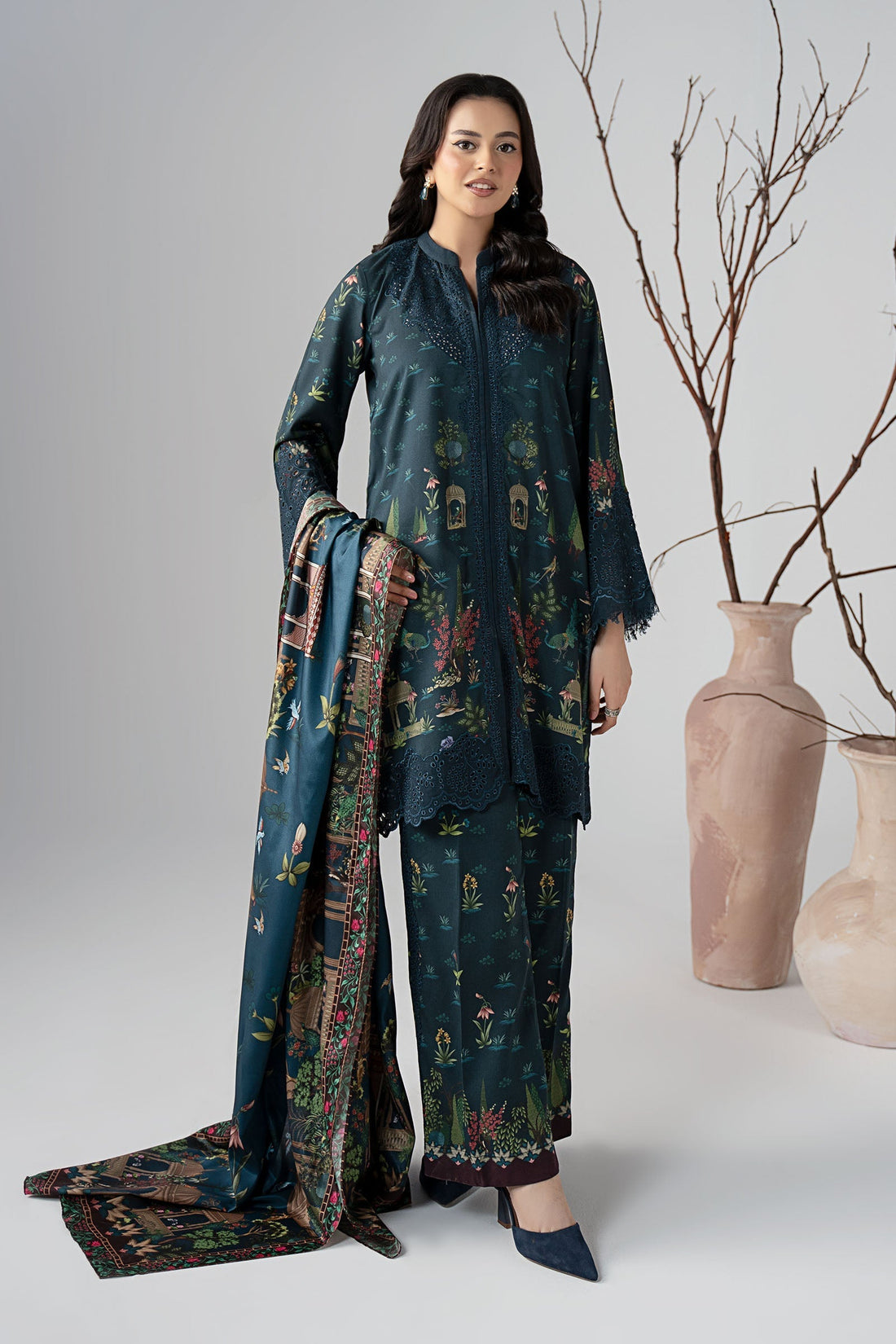 Maria B | Luxury Winter Pret 25 | DW-W25-59-Teal by Maria B - Designer Dress  - Type : Ladies Clothes - Available at Libayah - 100% Original 