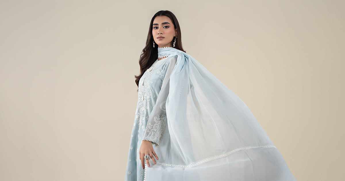 Maria B | Luxury Winter Pret 25 | DW-EA25-76-Blue by Maria B - Designer Dress  - Type : Ladies Clothes - Available at Libayah - 100% Original 