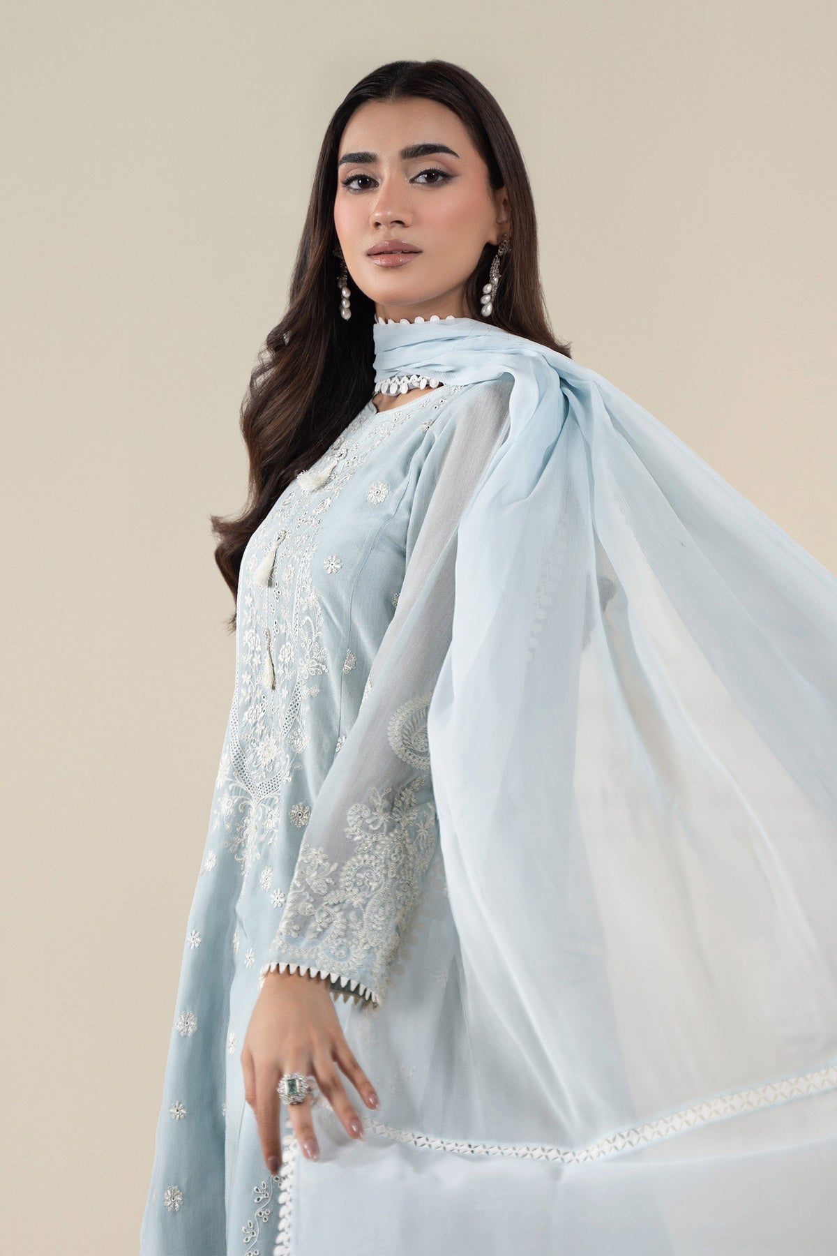 Maria B | Luxury Winter Pret 25 | DW-EA25-76-Blue by Maria B - Designer Dress  - Type : Ladies Clothes - Available at Libayah - 100% Original 