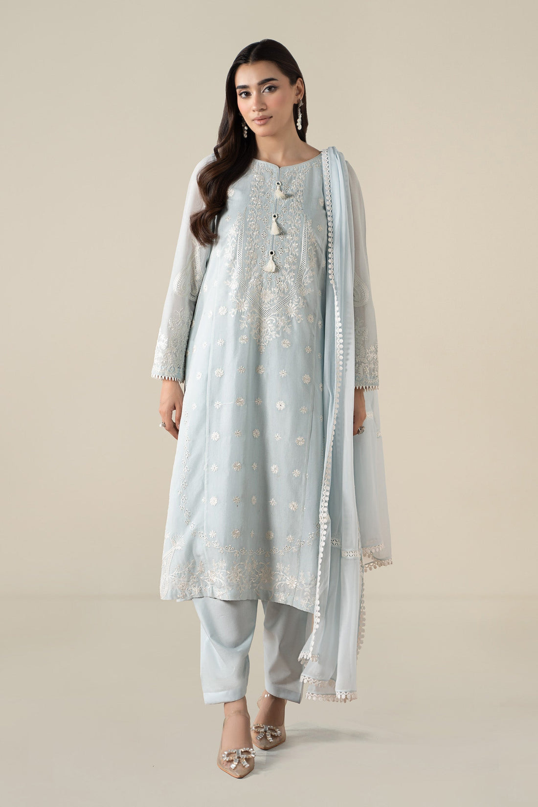 Maria B | Luxury Winter Pret 25 | DW-EA25-76-Blue by Maria B - Designer Dress  - Type : Ladies Clothes - Available at Libayah - 100% Original 