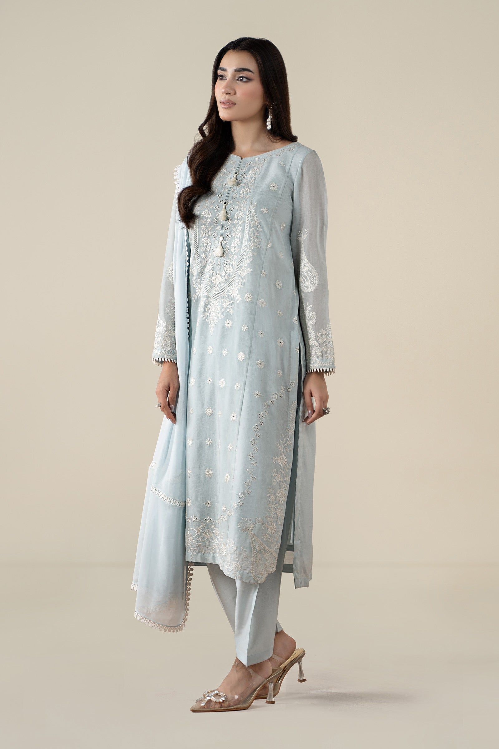 Maria B | Luxury Winter Pret 25 | DW-EA25-76-Blue by Maria B - Designer Dress  - Type : Ladies Clothes - Available at Libayah - 100% Original 