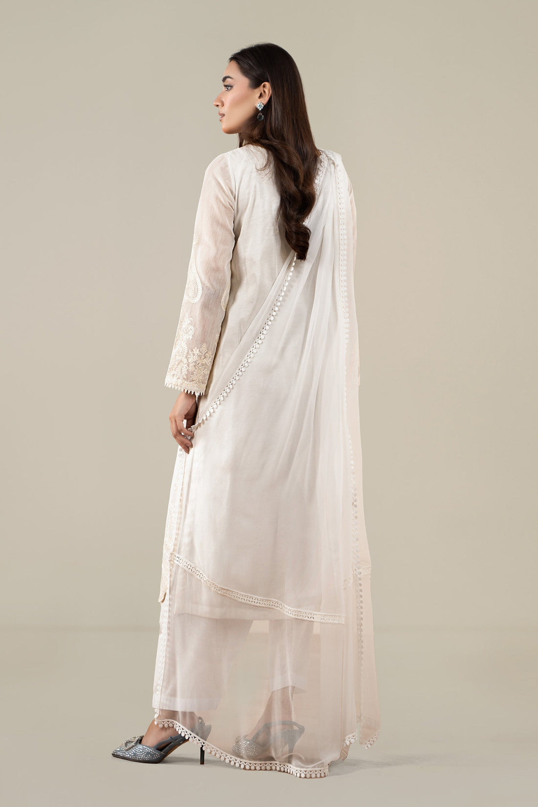 Maria B | Luxury Winter Pret 25 | DW-EA25-76-Off White by Maria B - Designer Dress  - Type : Ladies Clothes - Available at Libayah - 100% Original 