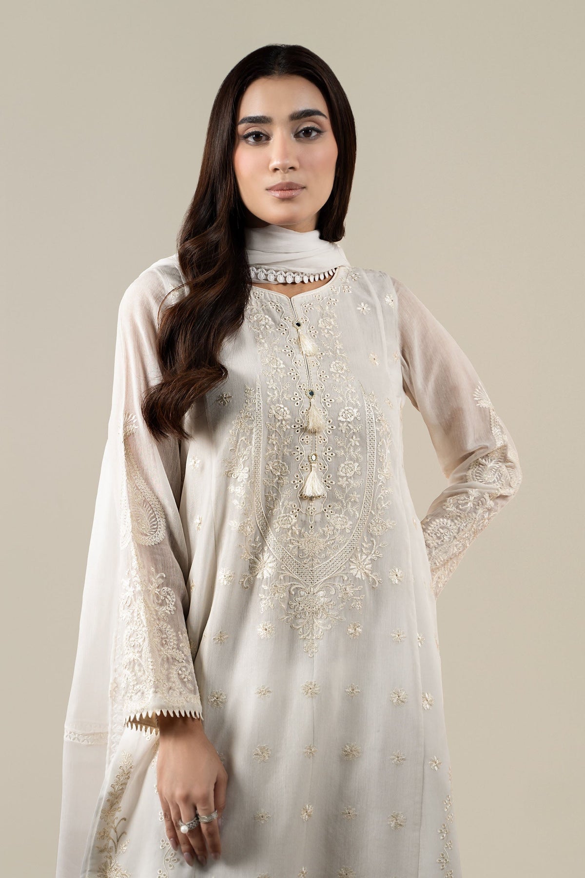 Maria B | Pre Fall Dresses | 3 Piece Embroidered Paper Cotton Suit AA by Maria B - Designer Dress  - Type : Ladies Clothes - Available at Libayah - 100% Original 