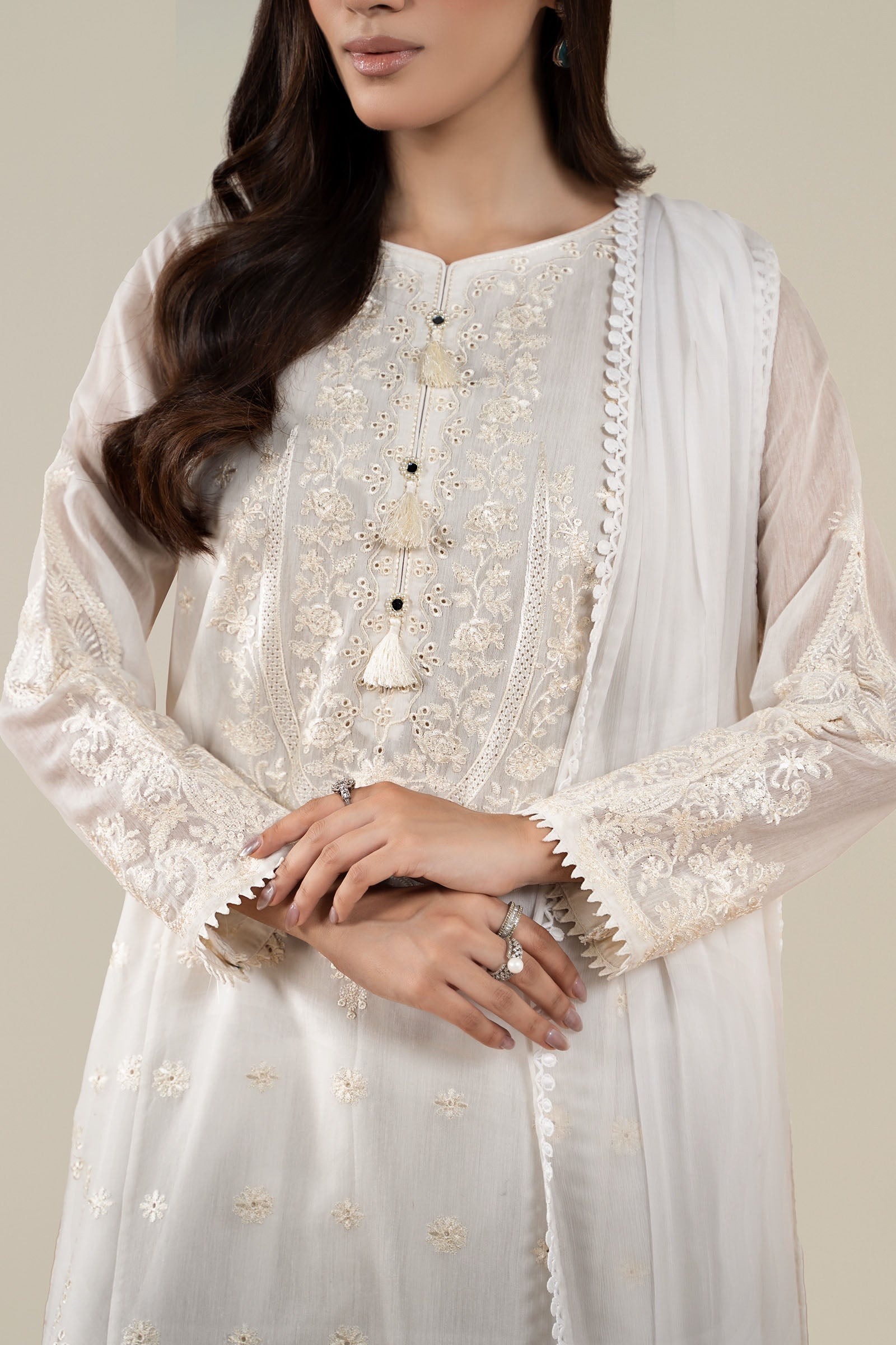 Maria B | Pre Fall Dresses | 3 Piece Embroidered Paper Cotton Suit AA by Maria B - Designer Dress  - Type : Ladies Clothes - Available at Libayah - 100% Original 