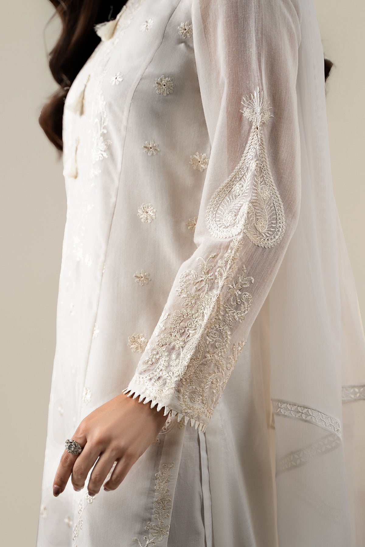 Maria B | Luxury Winter Pret 25 | DW-EA25-76-Off White by Maria B - Designer Dress  - Type : Ladies Clothes - Available at Libayah - 100% Original 